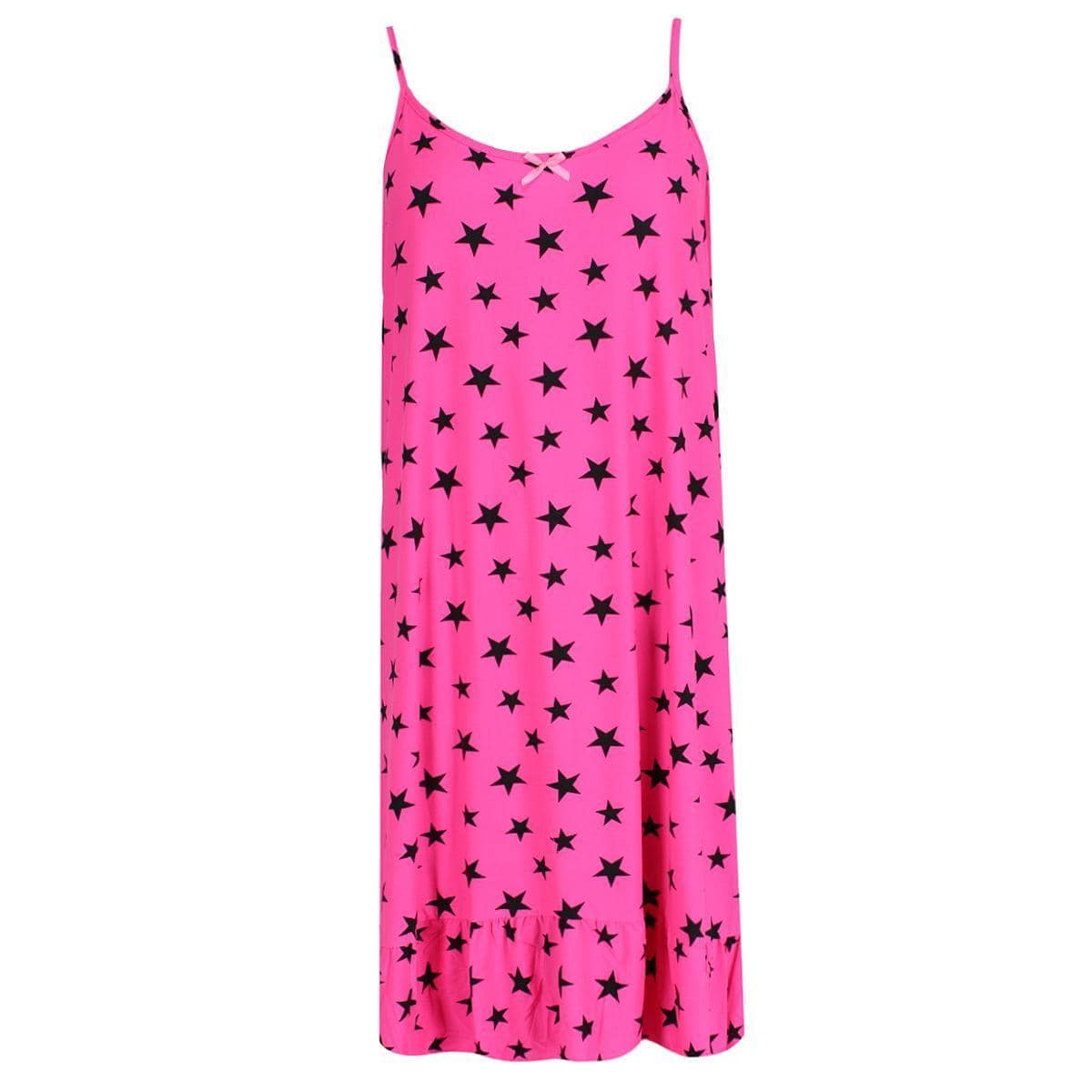 Elegant Emily Women's Plus Size Star Cami Sleeveless Sleep Gown - Pink