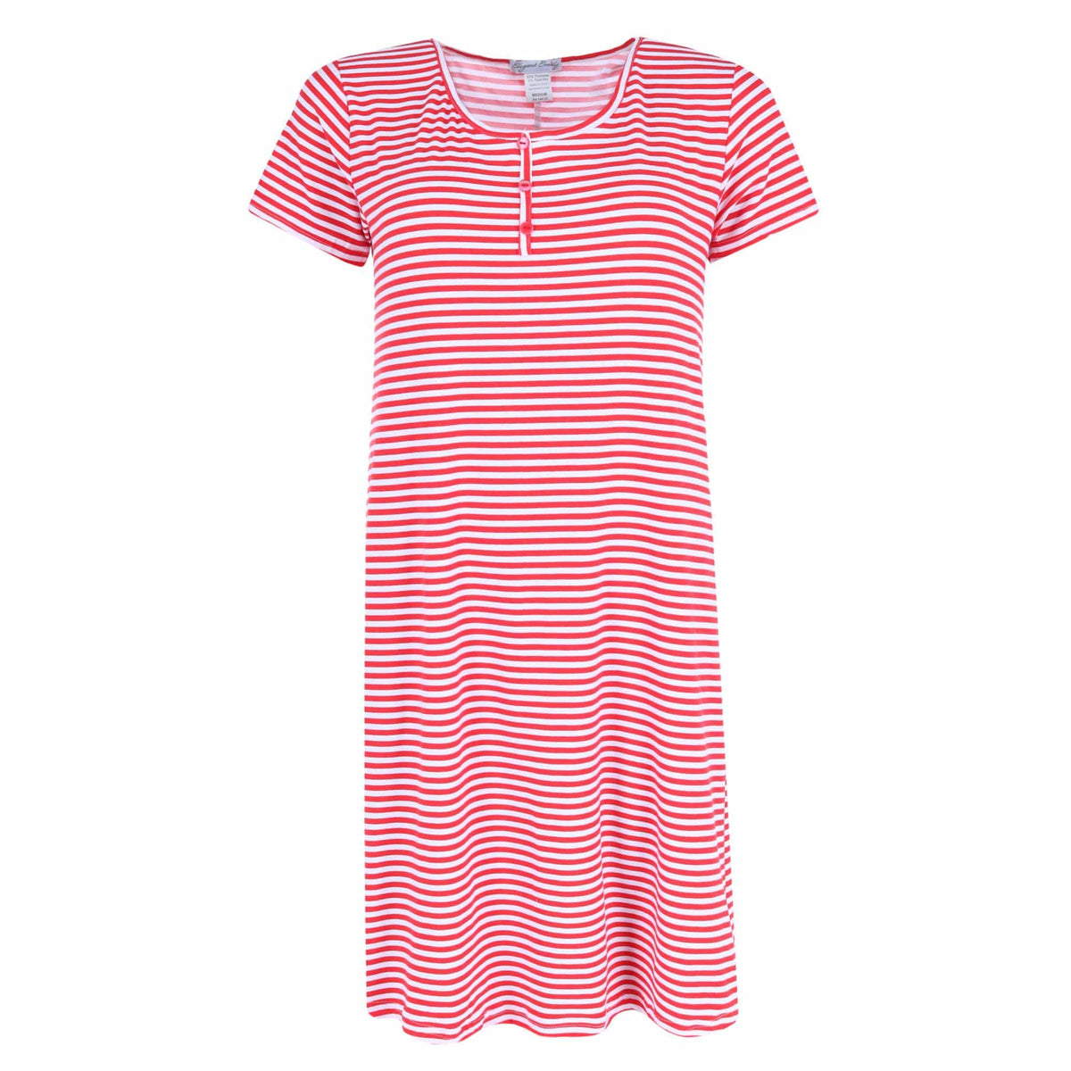 Elegant Emily Women's Striped Henley Nightgown - Women's Striped Henley Nightgown
