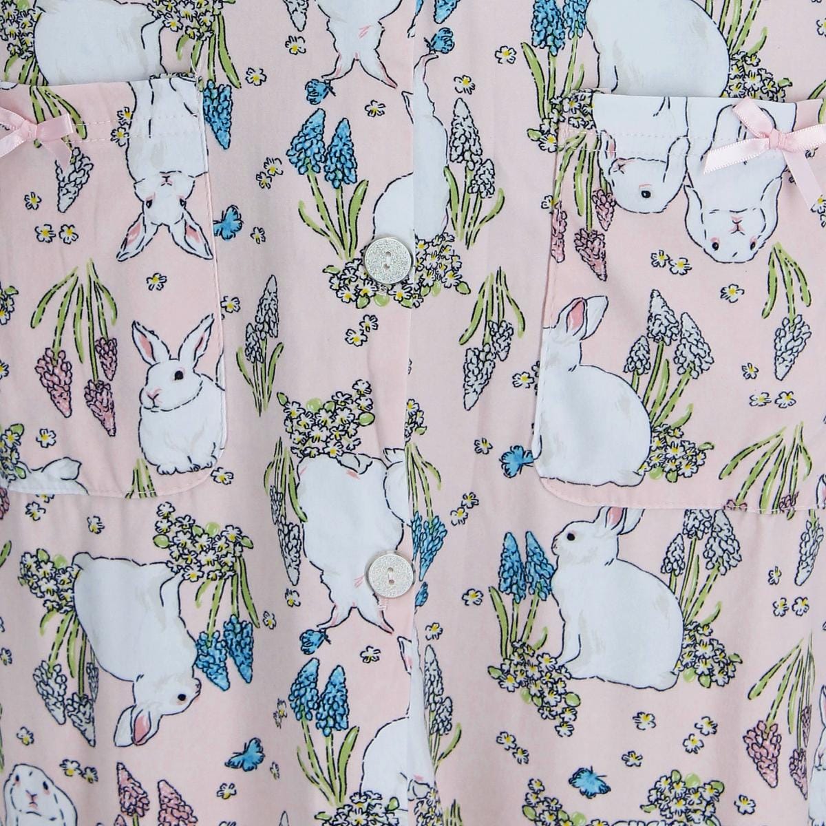 Miss Lillian Women's Floral Bunny Ruffle Short Sleeve Sleep Gown - Light Pink
