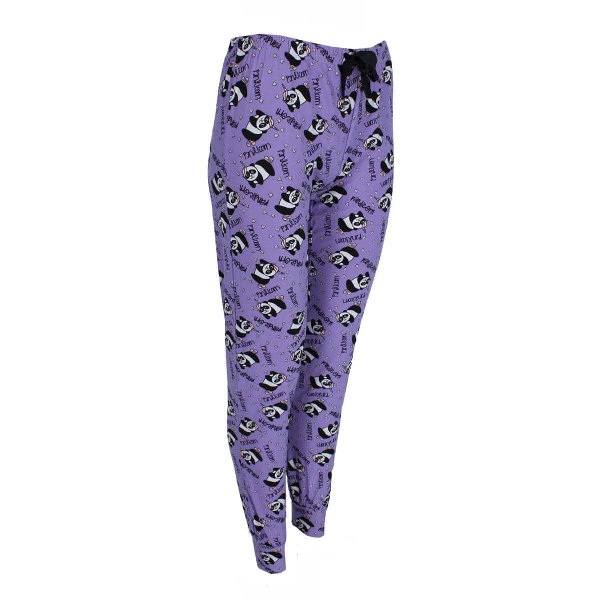 Roll Outta Bed Women's Panda Unicorn Jogger Lounge Pants - Purple