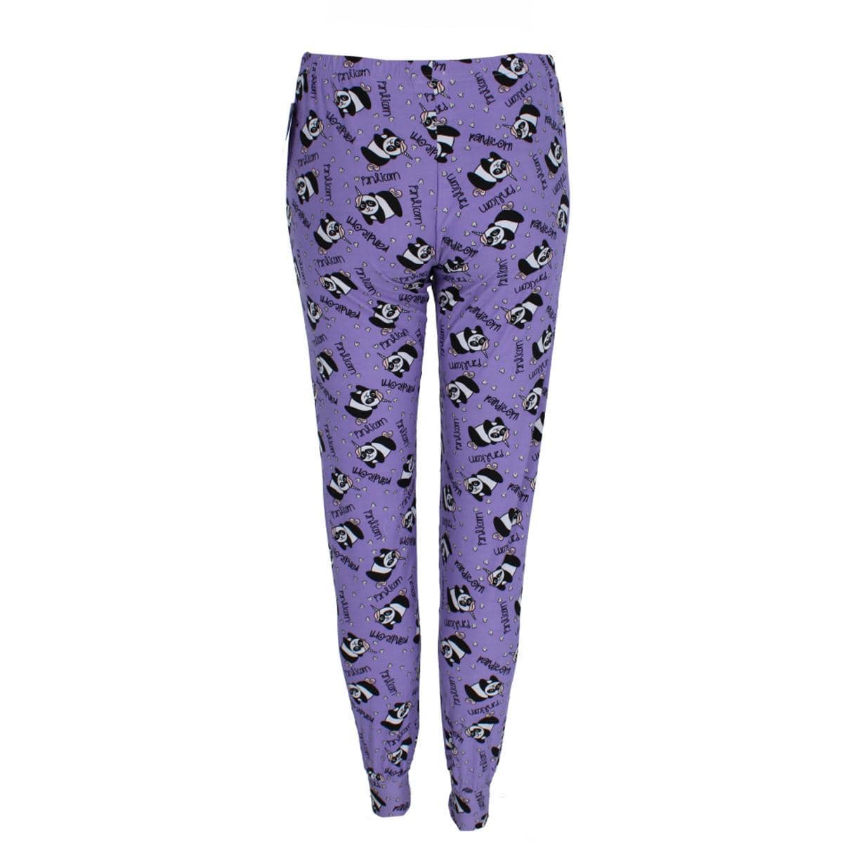 Roll Outta Bed Women's Panda Unicorn Jogger Lounge Pants - Purple