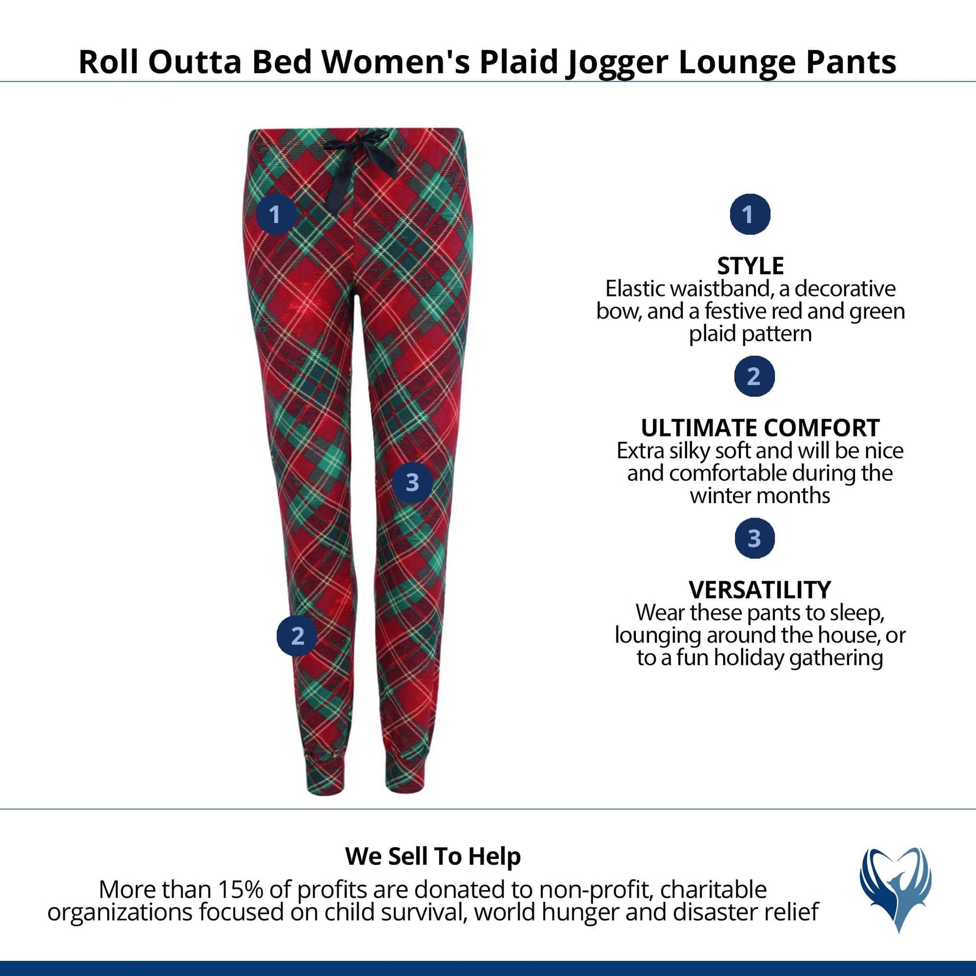 Roll Outta Bed Women's Plaid Jogger Lounge Pants - Red