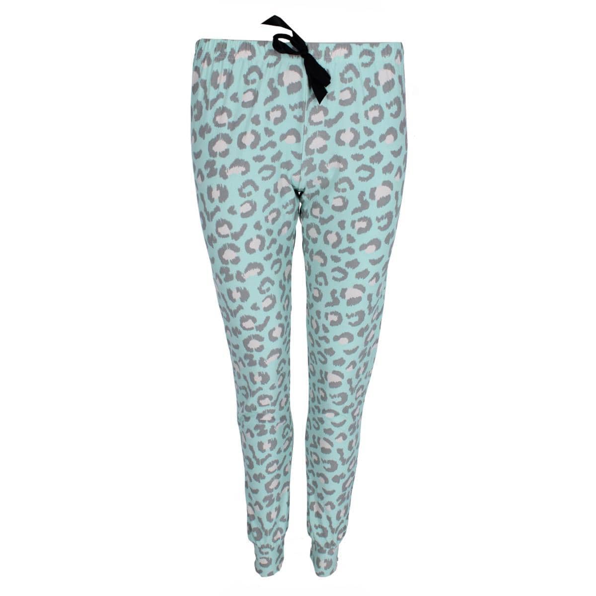 Roll Outta Bed Women's Leopard Jogger Lounge Pants - Light Blue