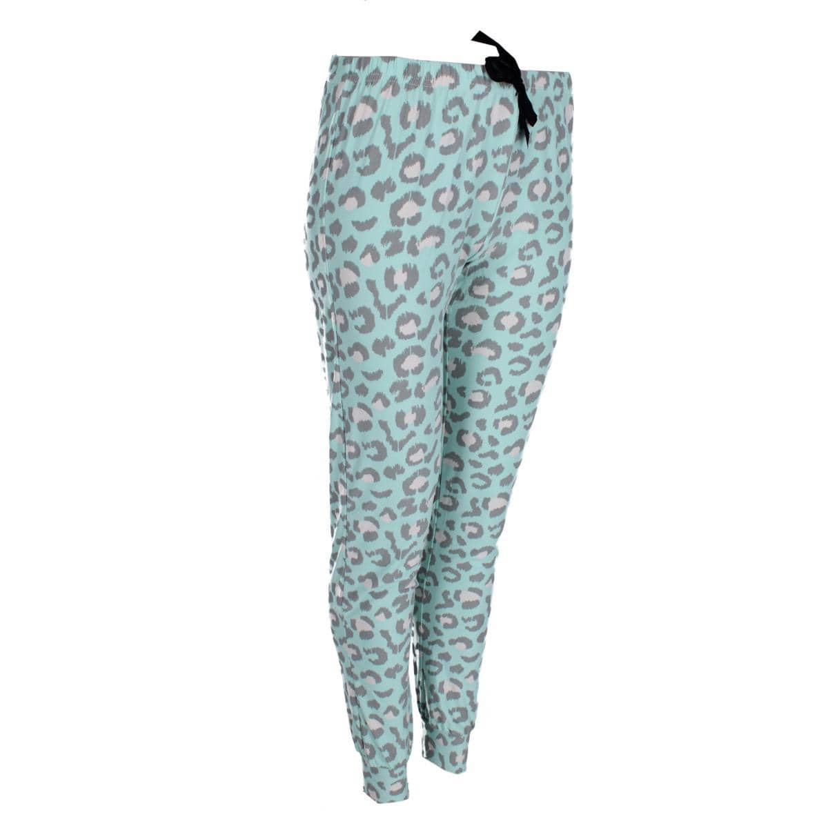 Roll Outta Bed Women's Leopard Jogger Lounge Pants - Light Blue