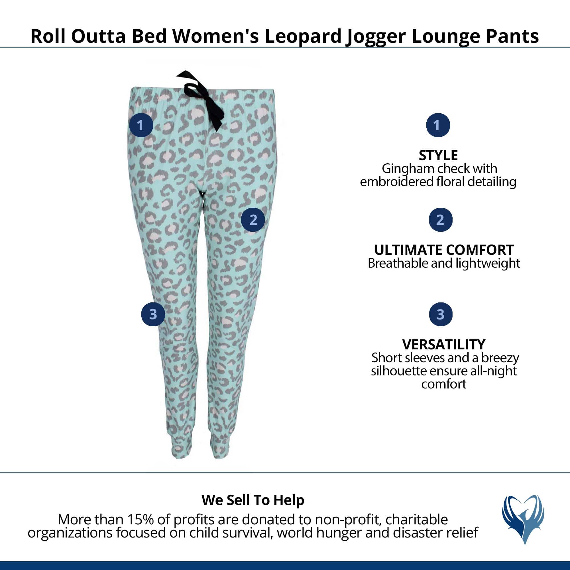 Roll Outta Bed Women's Leopard Jogger Lounge Pants - Light Blue