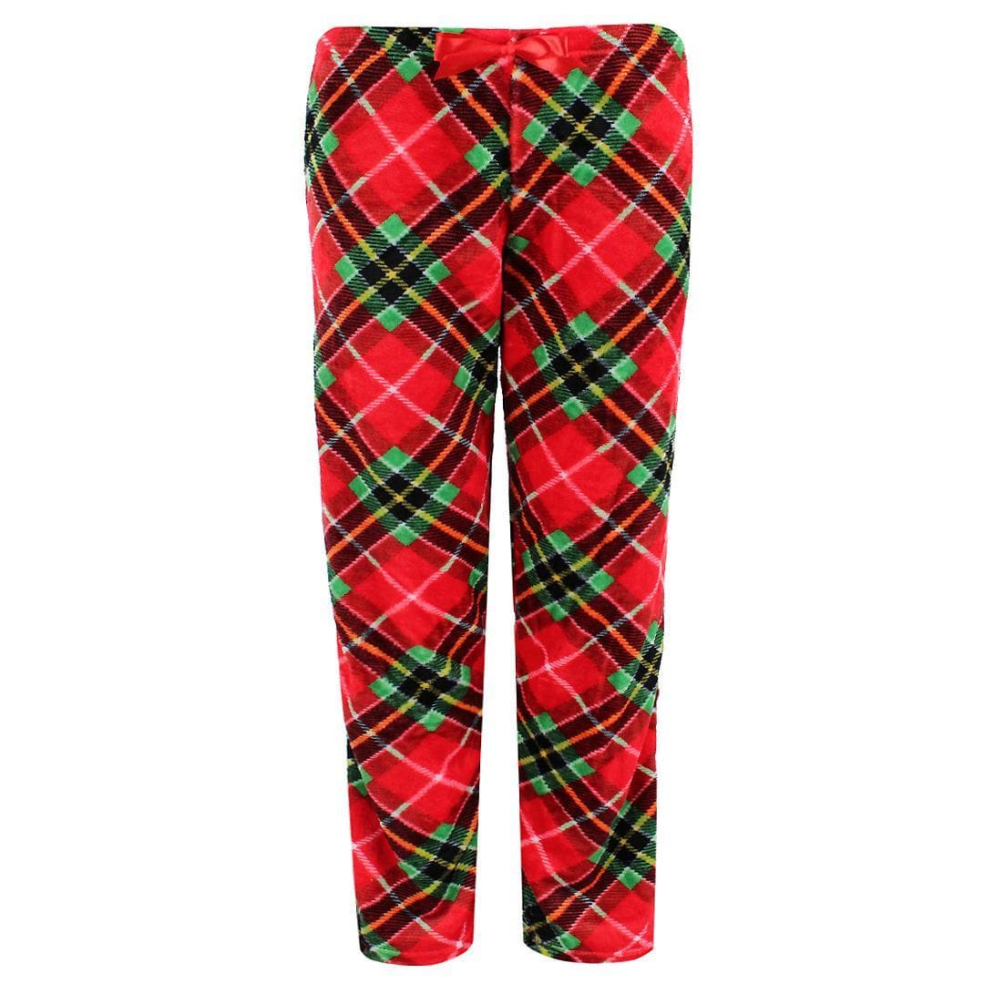 Weekending Juniors Girls Plaid Holiday Plush Pant with Stocking Set - Red