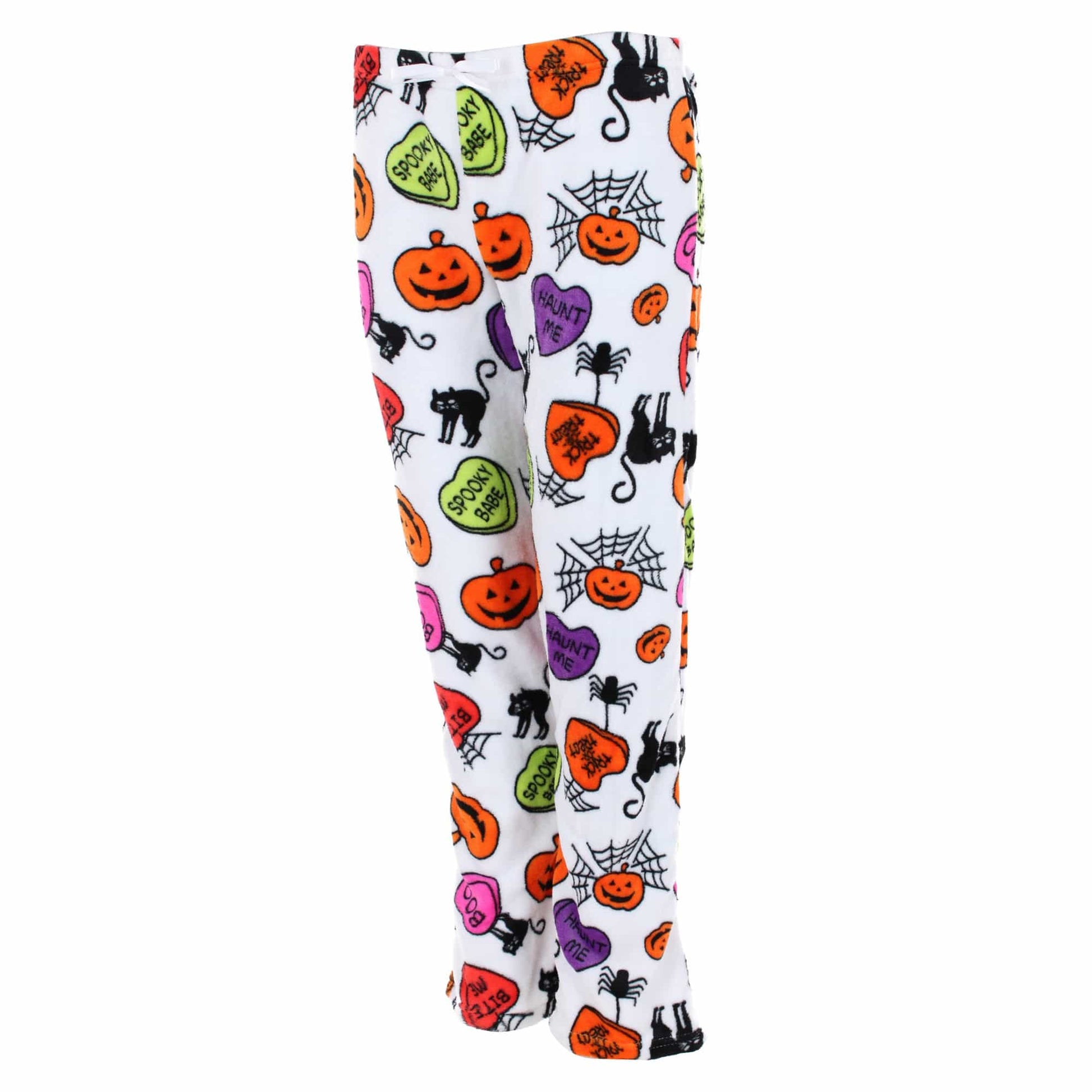 CTM® Women's Halloween Candy Heart Plush Pajama Pants by Weekending - White