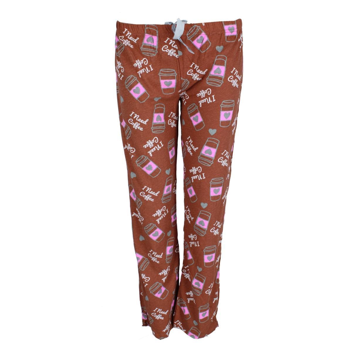 Roll Outta Bed Women's Patterned Knit Open Bottom Pajama Pants - Brown