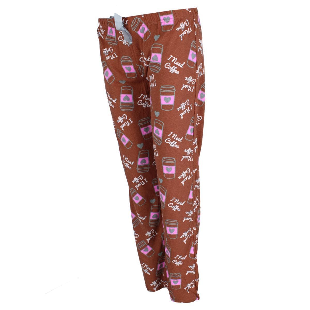 Roll Outta Bed Women's Patterned Knit Open Bottom Pajama Pants - Brown