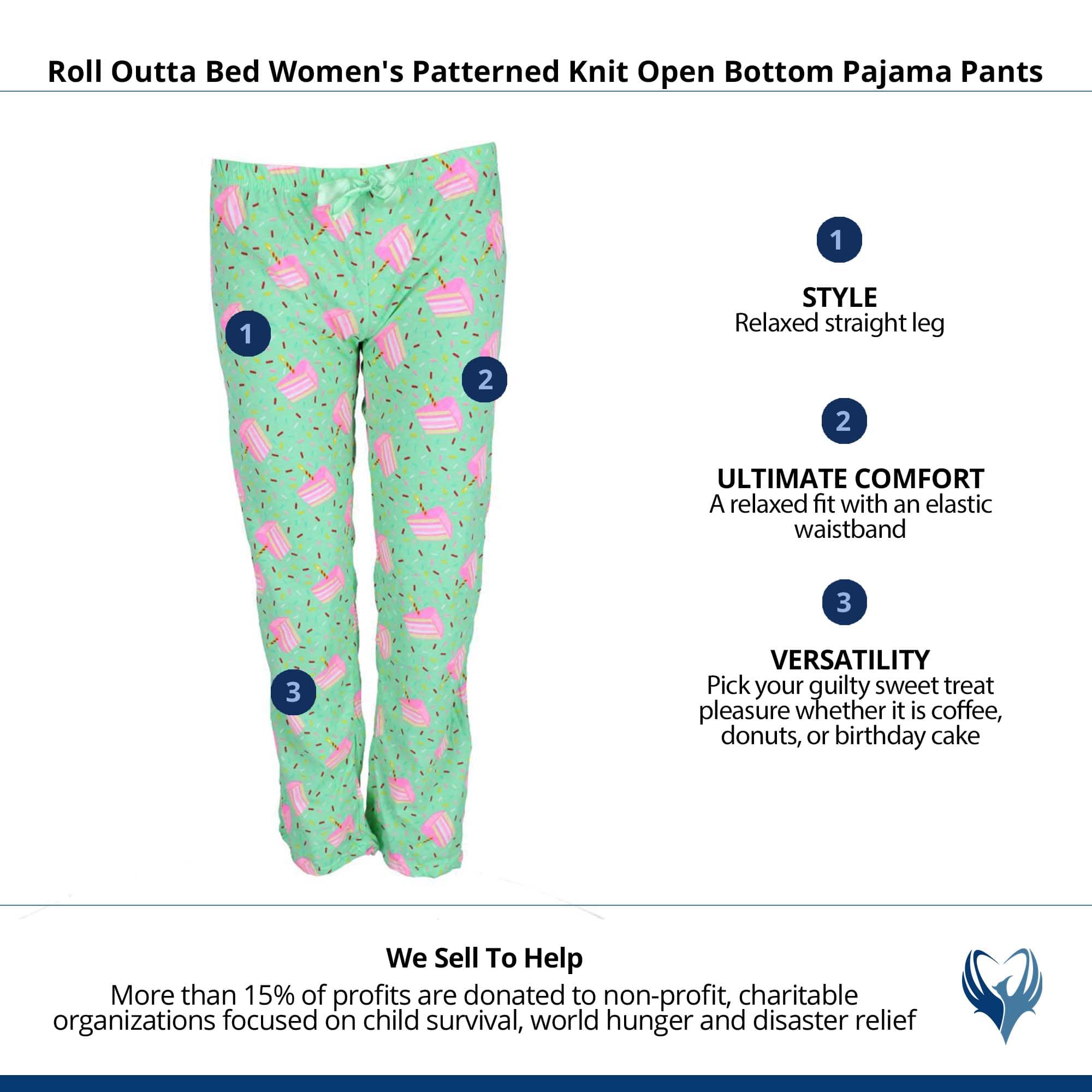 Roll Outta Bed Women's Patterned Knit Open Bottom Pajama Pants - Mint