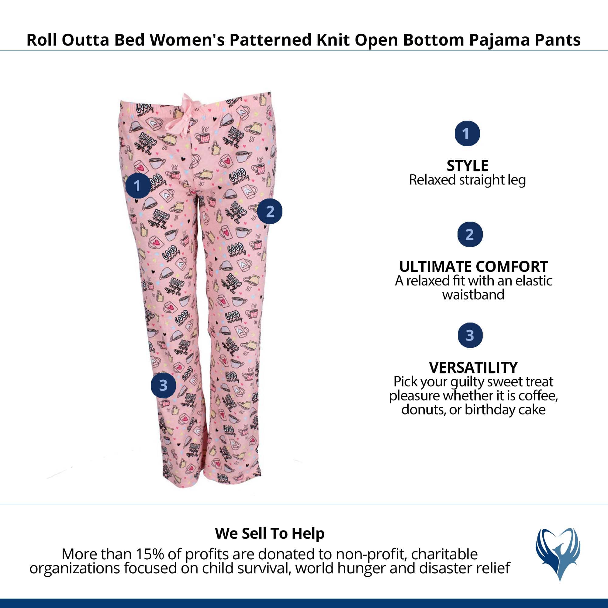 Roll Outta Bed Women's Patterned Knit Open Bottom Pajama Pants - Multi