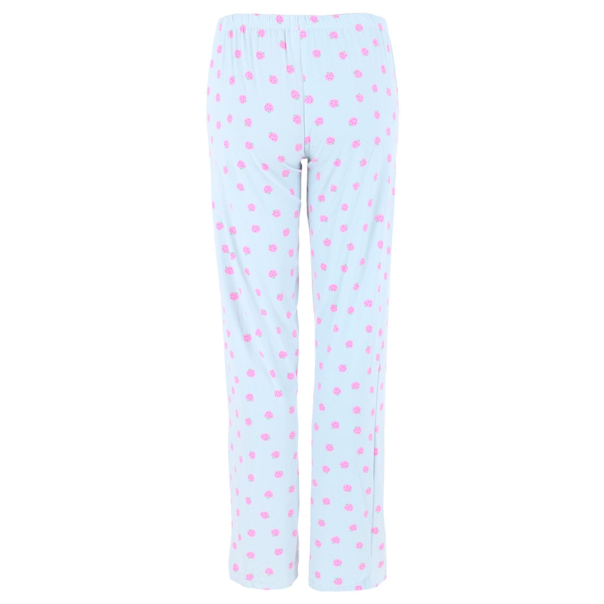 CTM® Women'a Strawberry Lightweight Pajama Pants by Not A Morning Person - Blue
