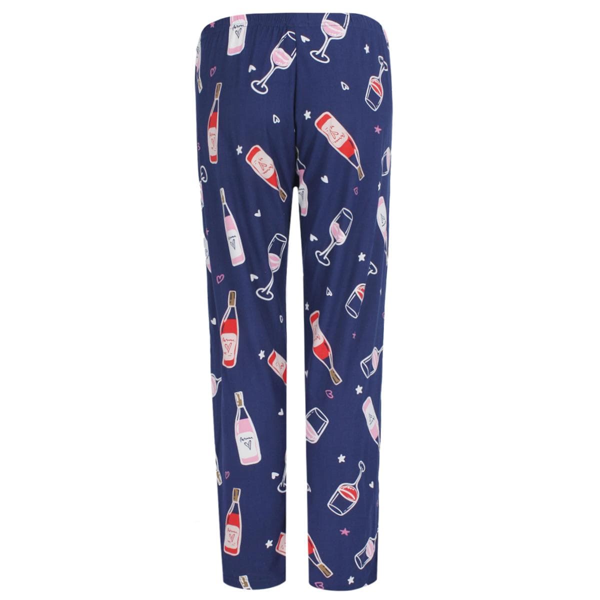 Roll Outta Bed Women's Wine Polysuede Open Bottom Pajama Pants - Navy