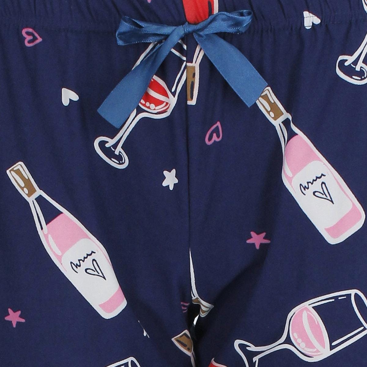 Roll Outta Bed Women's Wine Polysuede Open Bottom Pajama Pants - Navy