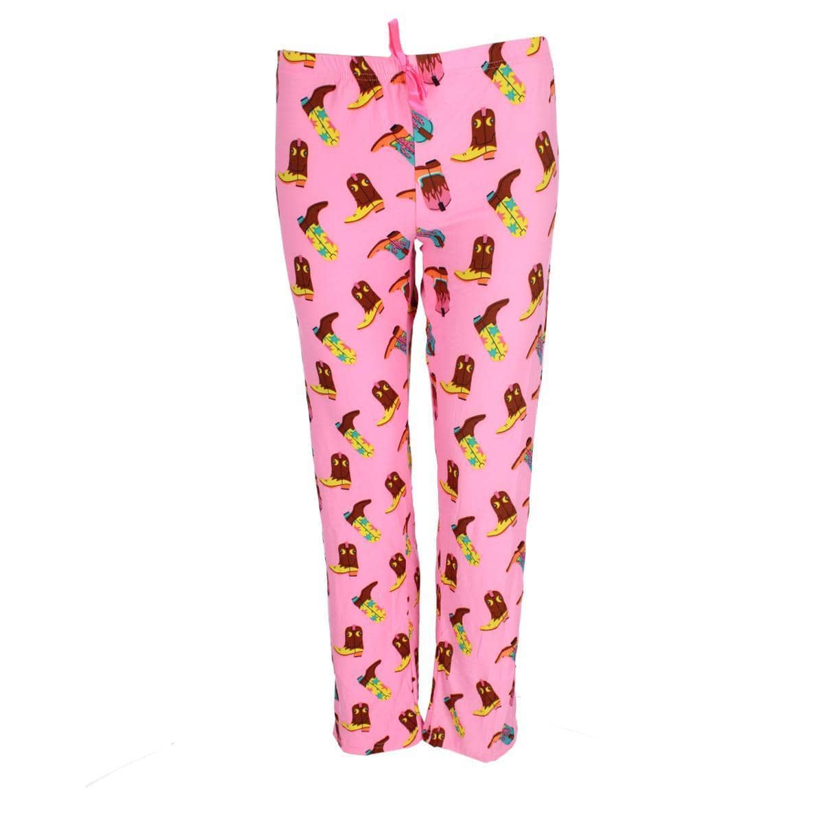 Roll Outta Bed Women's Cowgirl Polysuede Open Bottom Pajama Pants - Pink