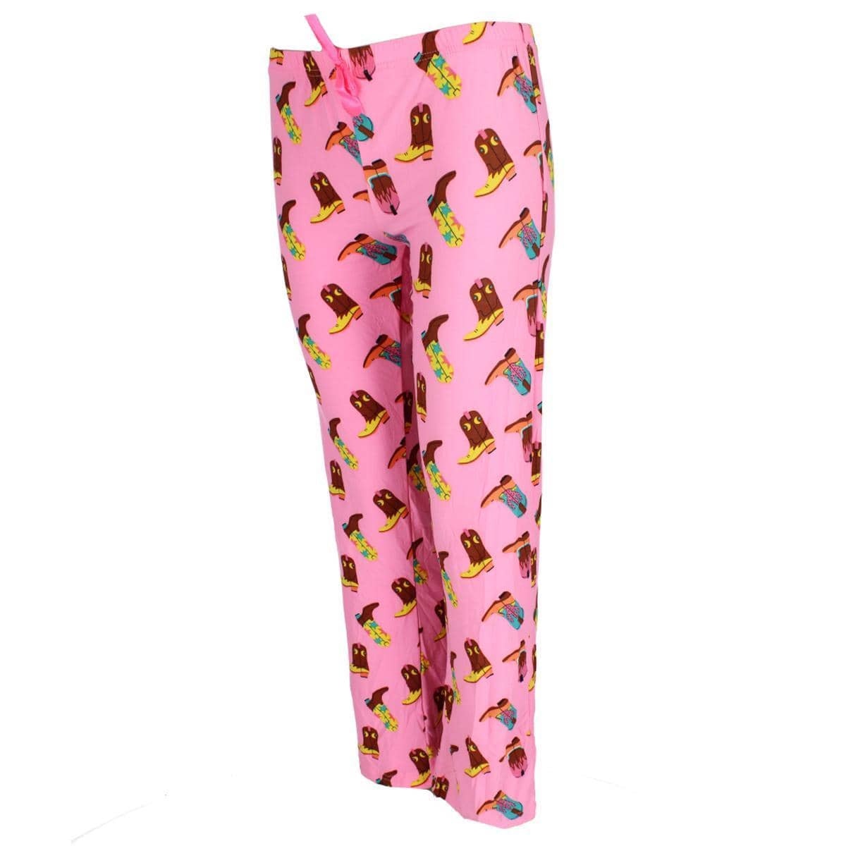 Roll Outta Bed Women's Cowgirl Polysuede Open Bottom Pajama Pants - Pink