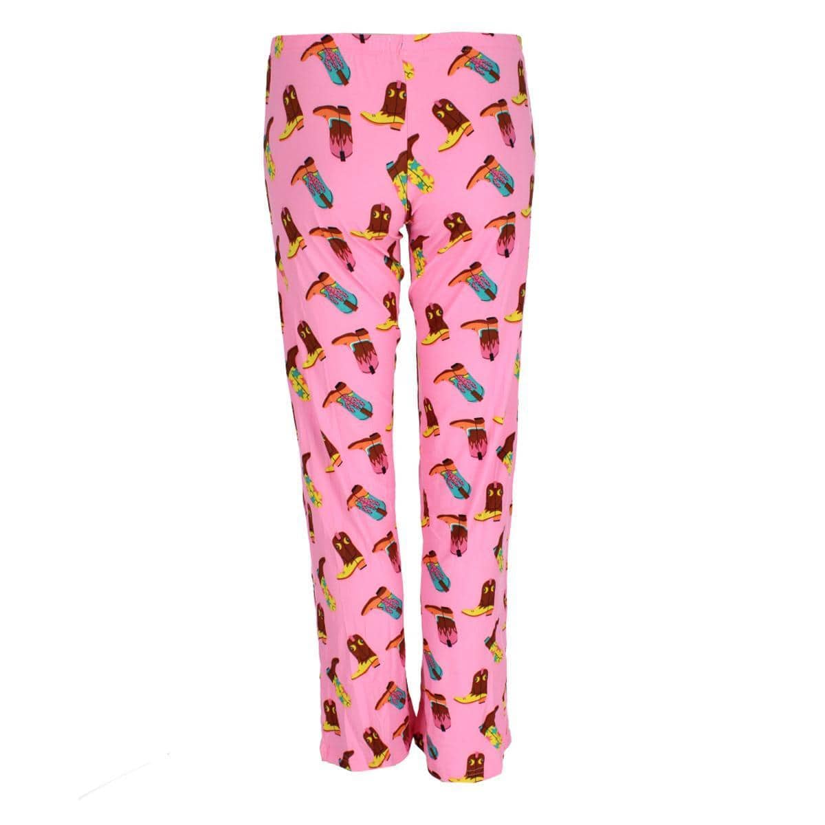Roll Outta Bed Women's Cowgirl Polysuede Open Bottom Pajama Pants - Pink