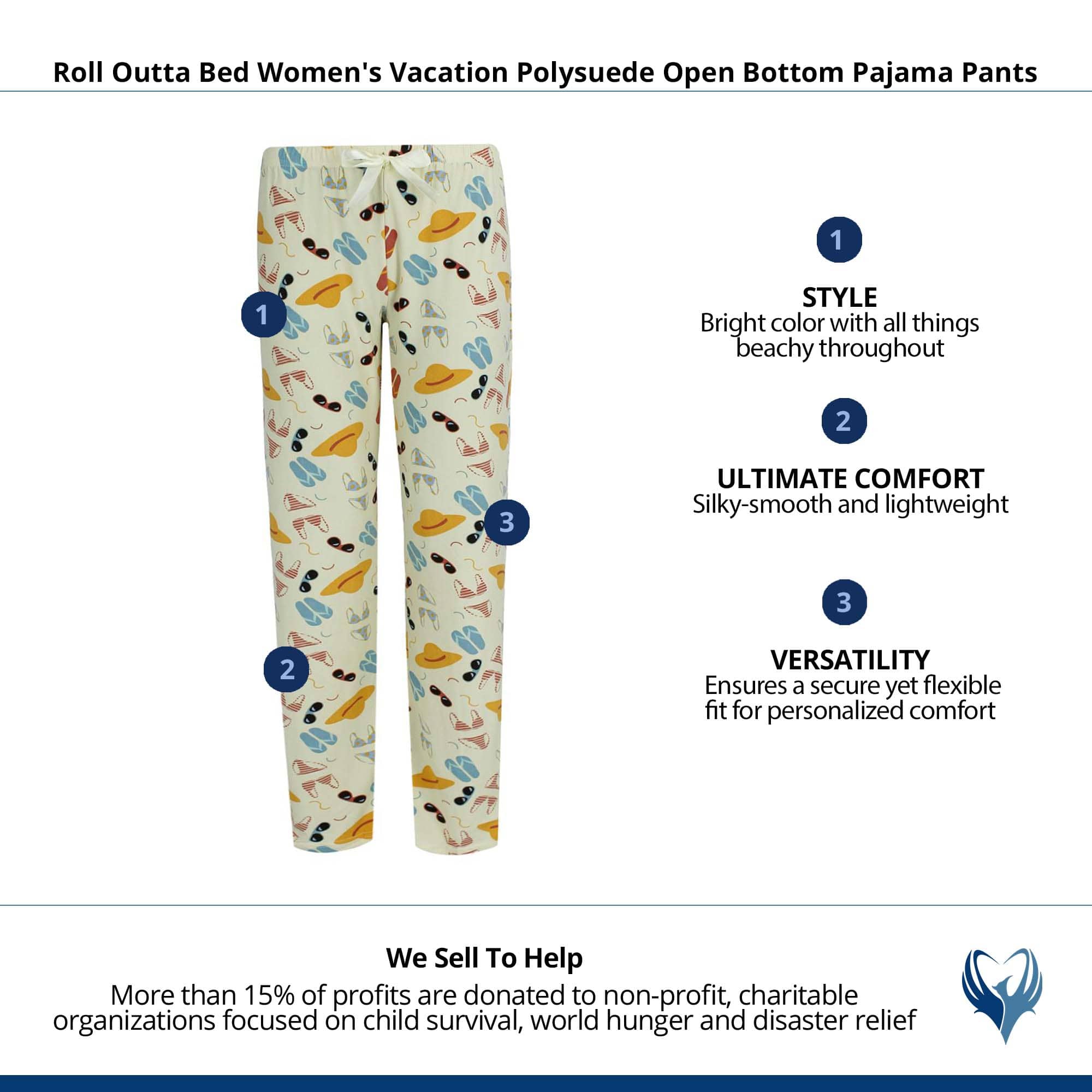 Roll Outta Bed Women's Vacation Polysuede Open Bottom Pajama Pants - Multi