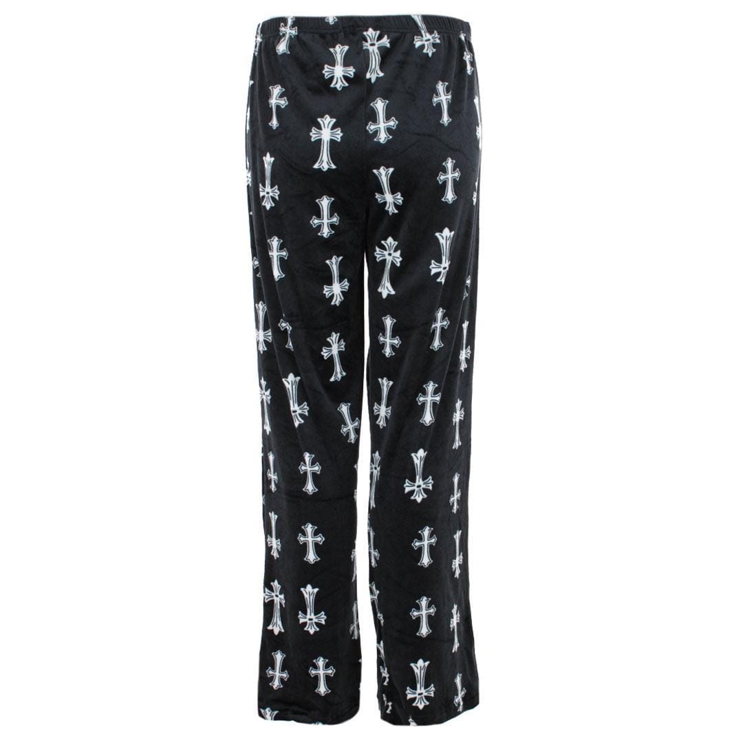 Weekending Women's Gothic Cross Velour Pajama Pants - Black