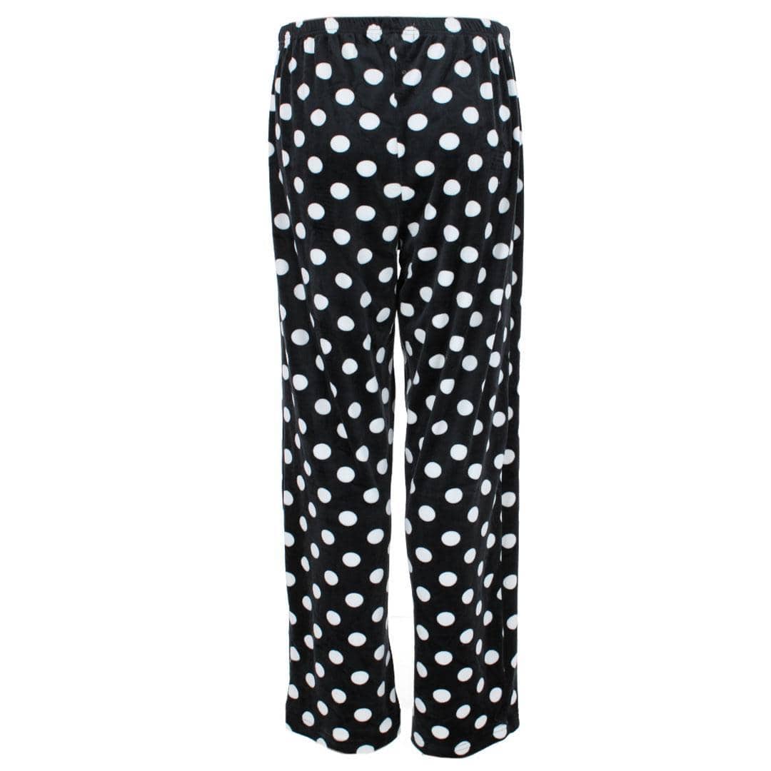 Weekending Women's Polka Dot Velour Pajama Pants - Black