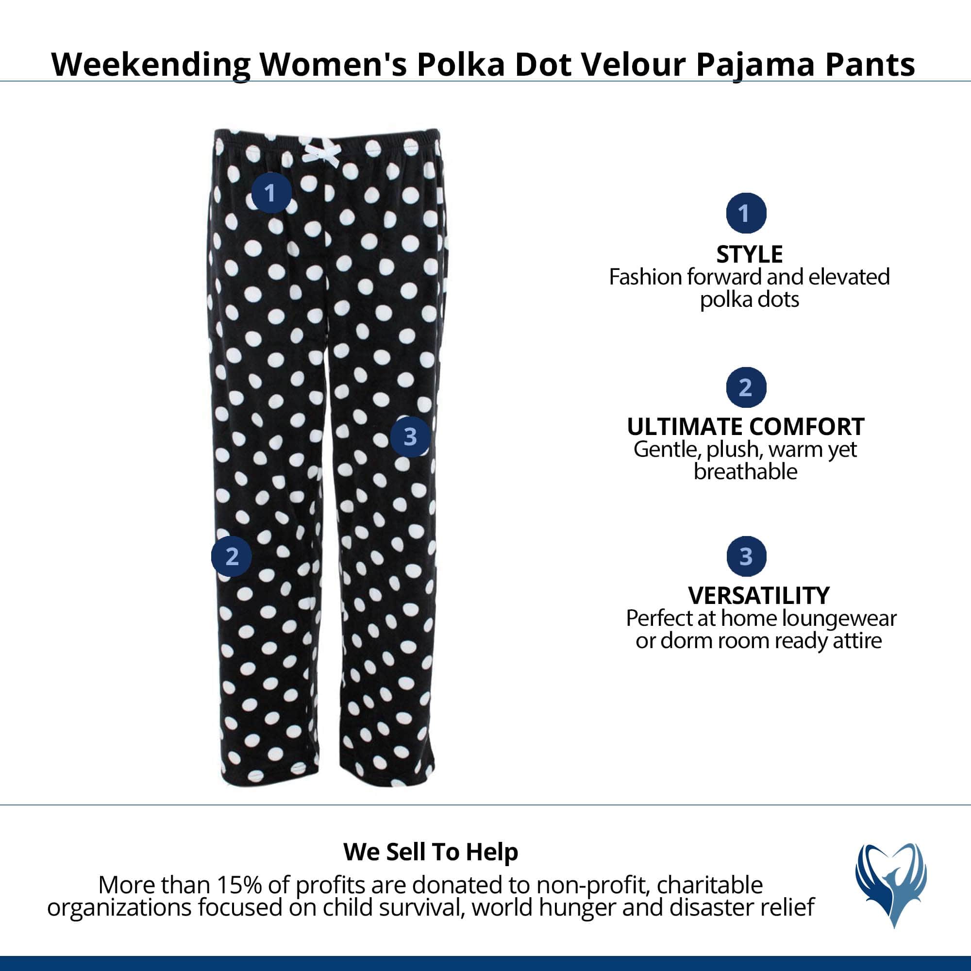 Weekending Women's Polka Dot Velour Pajama Pants - Black