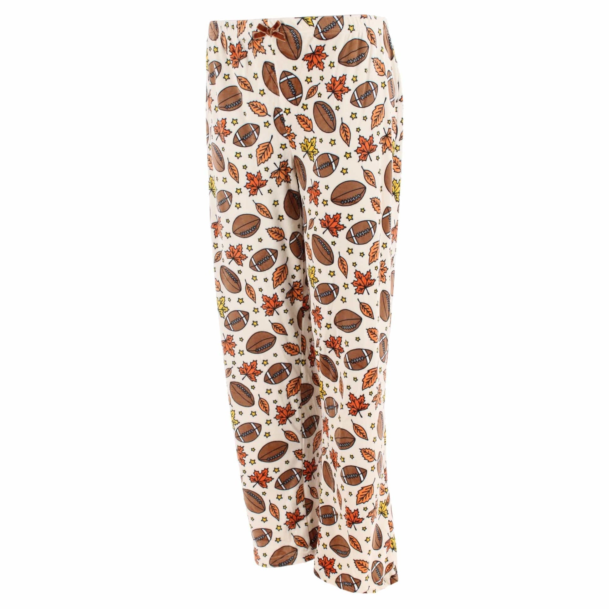 CTM® Women's Plush Fall Football Pajama Pants by Weekending - Beige