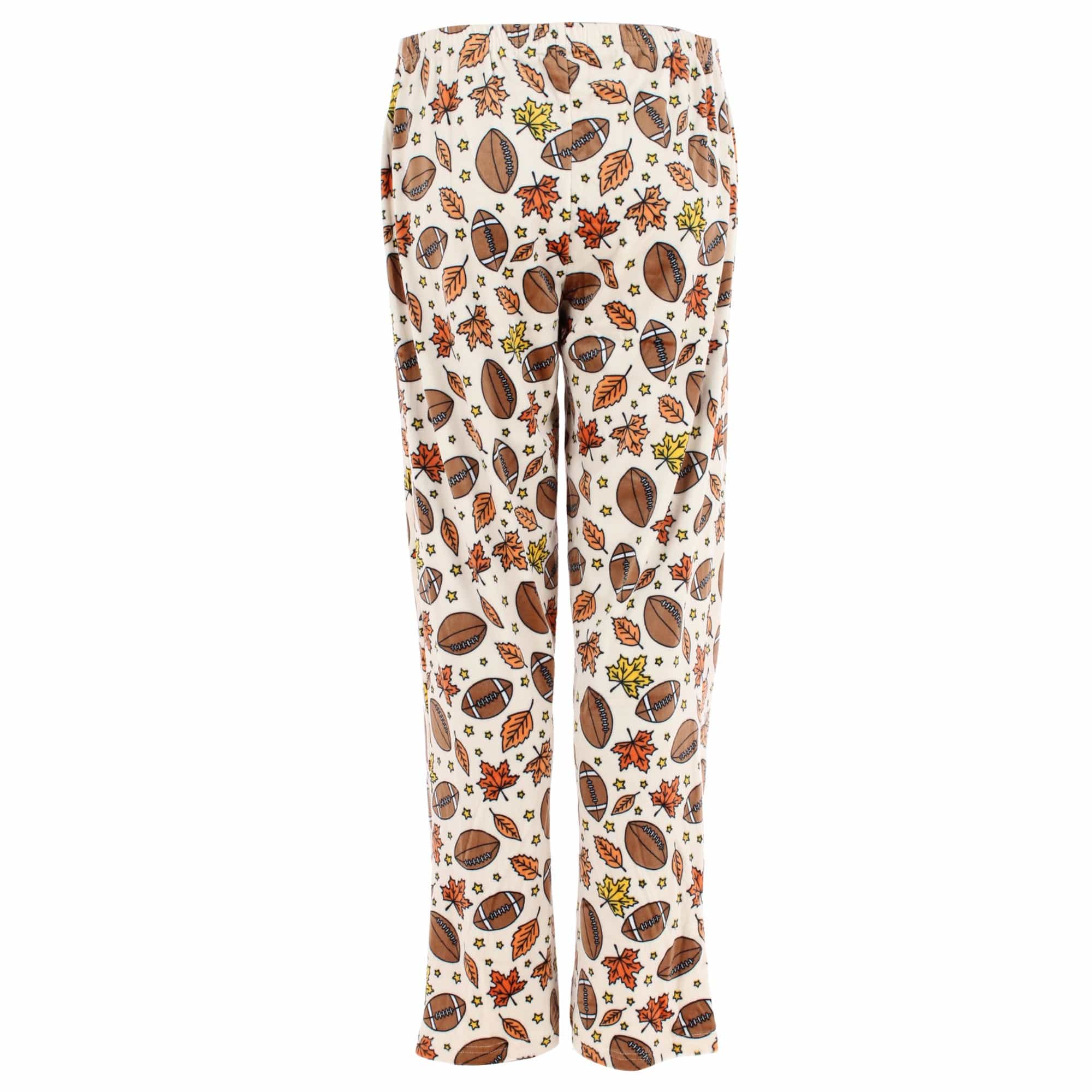 CTM® Women's Plush Fall Football Pajama Pants by Weekending - Beige
