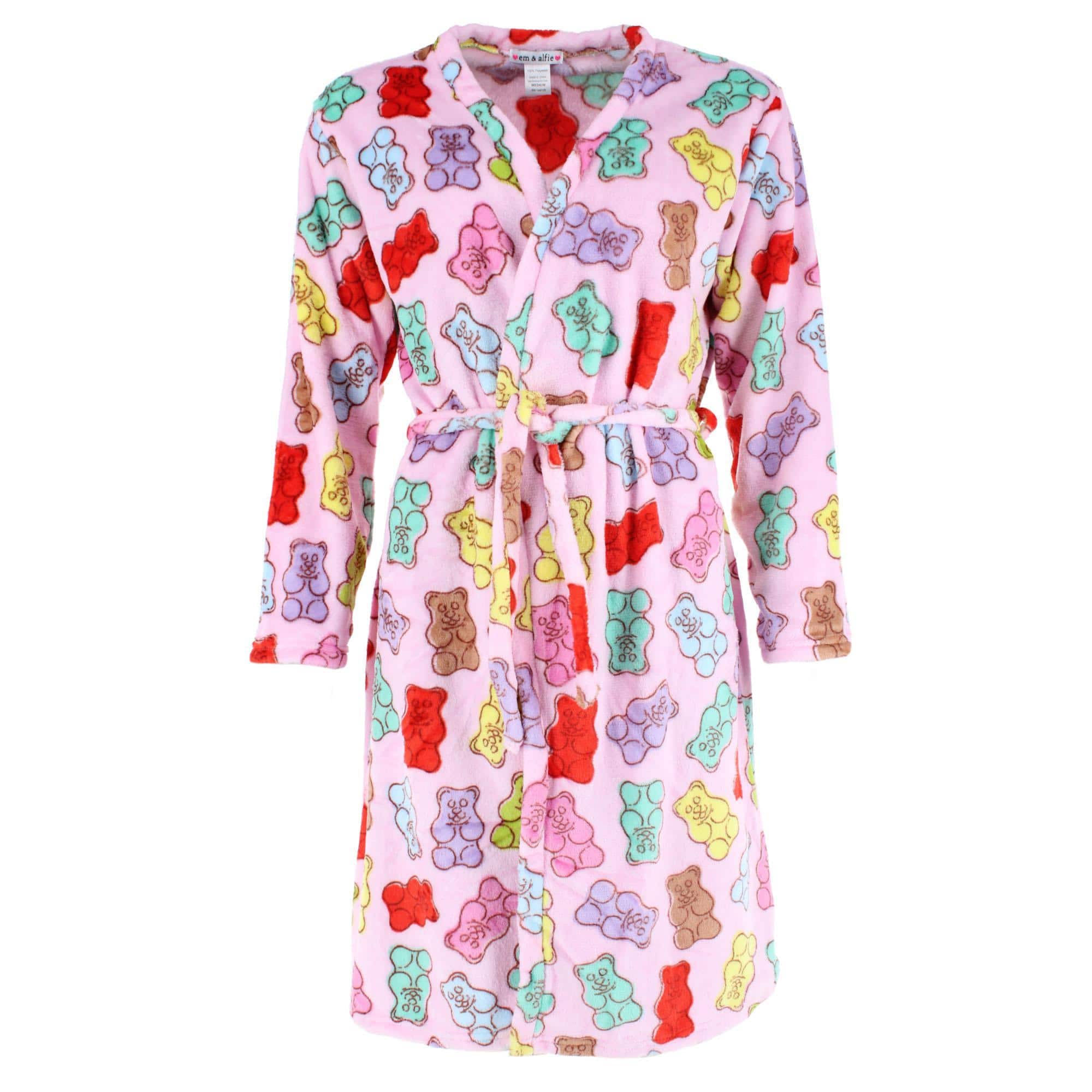 em & alfie Women's Gummy Bear Plush Kimono Robe - Women's Gummy Bear Plush Kimono Robe