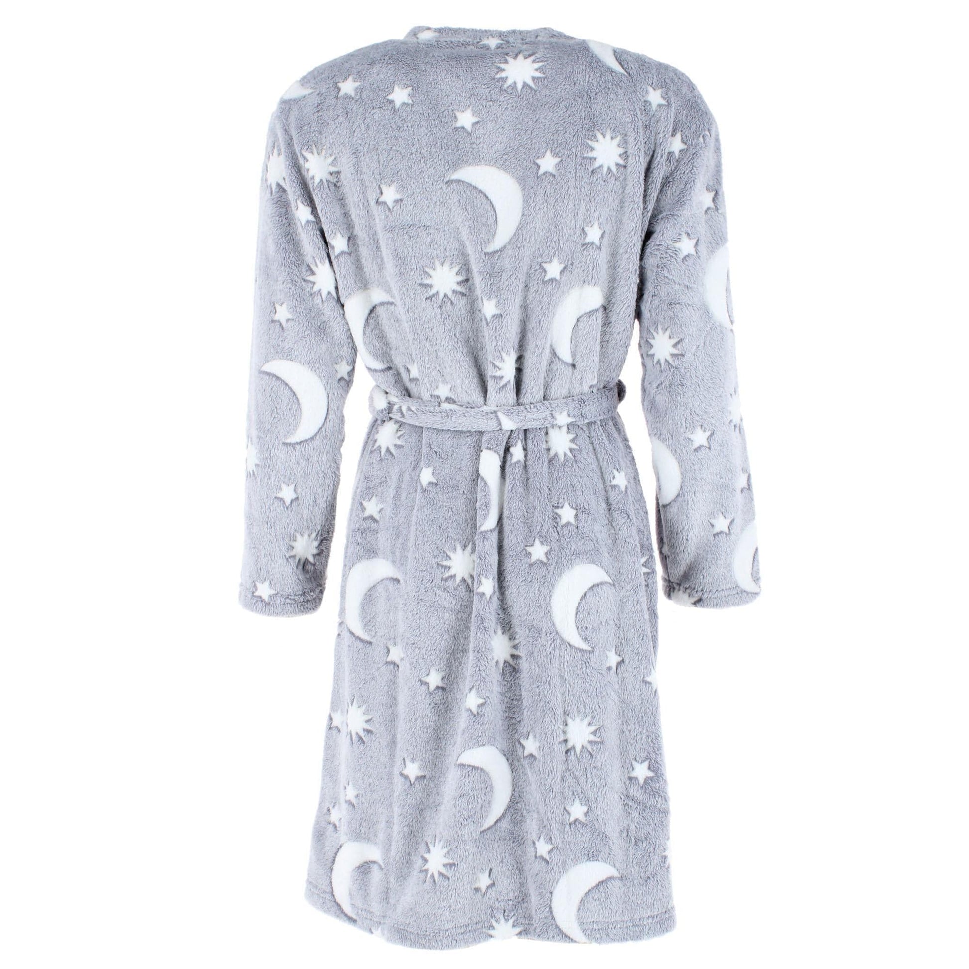 em & alfie Women's Plush Celestial Kimono Bathrobe - Gray