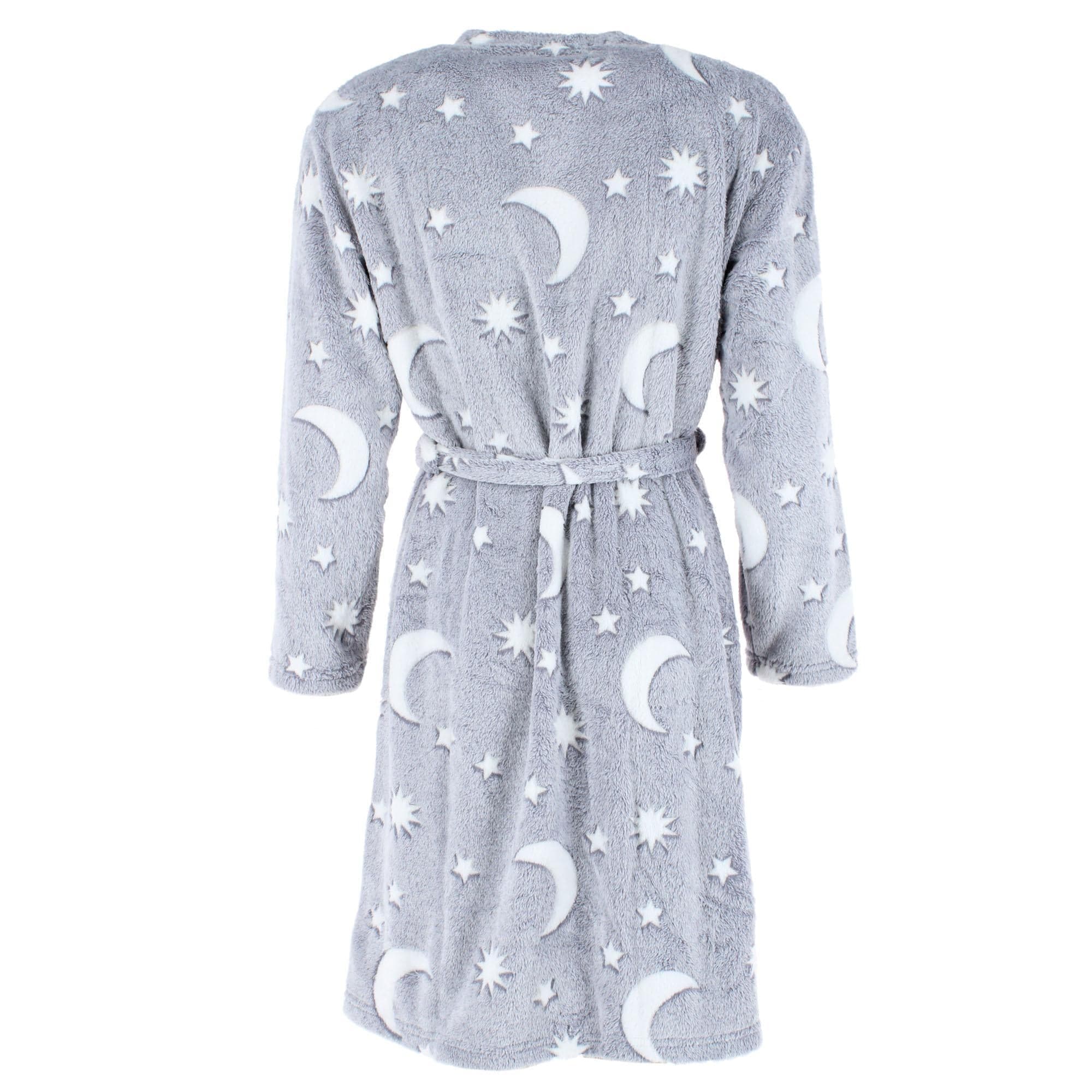em & alfie Women's Plush Celestial Kimono Bathrobe - Gray