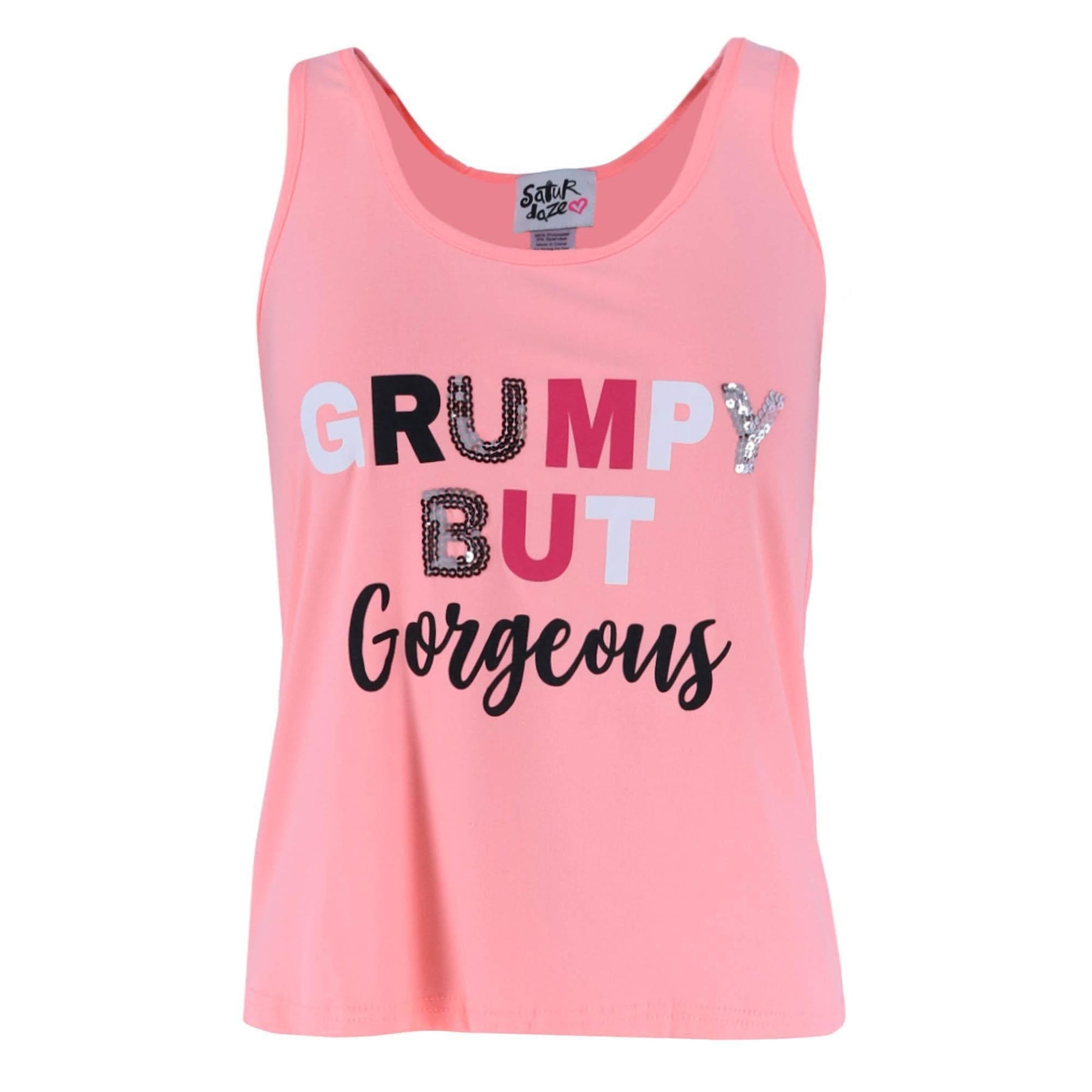 Saturdaze Women's Plus Size Grumpy Gorgeous Tank Top and Capri Set - Pink