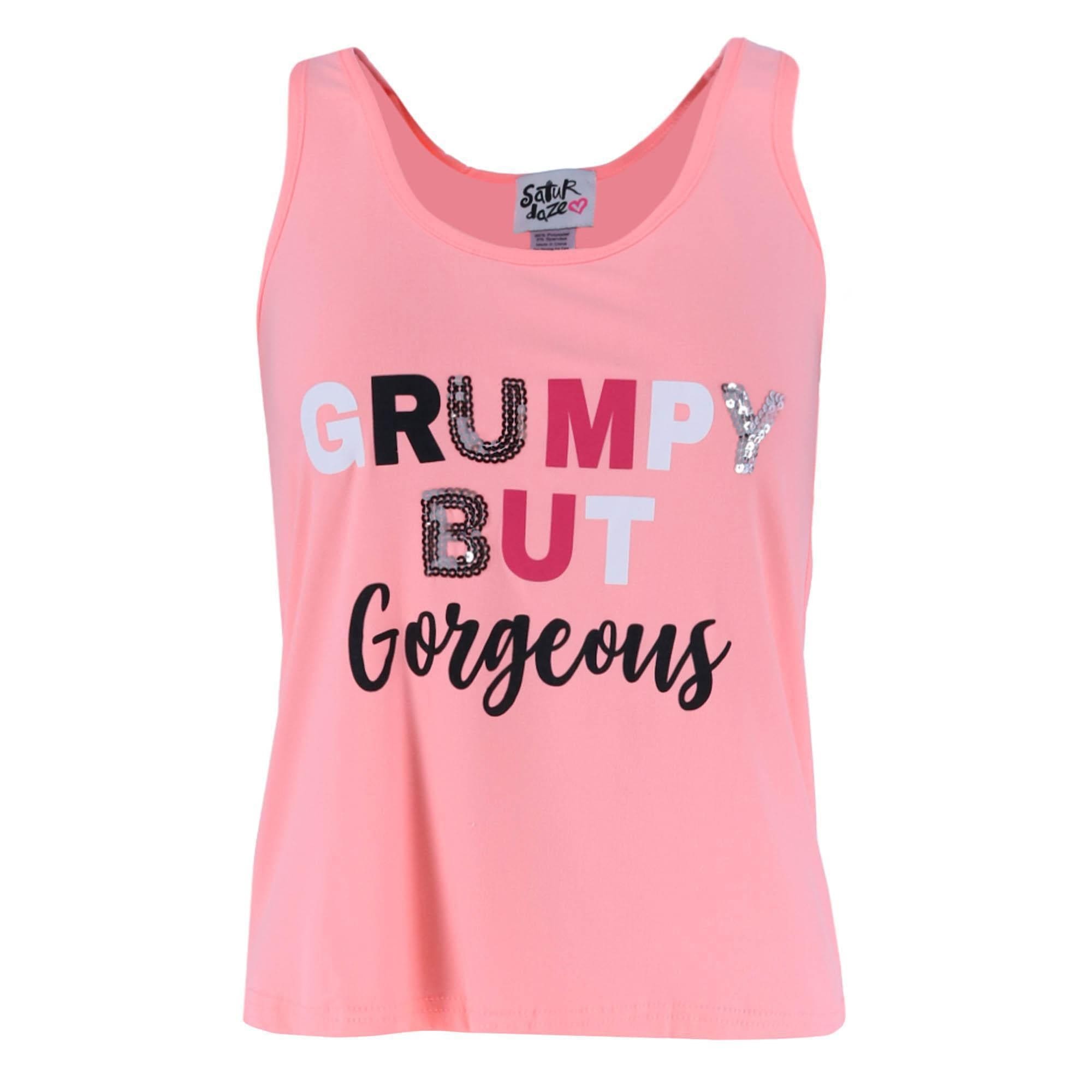 Saturdaze Women's Plus Size Grumpy Gorgeous Tank Top and Capri Set - Pink