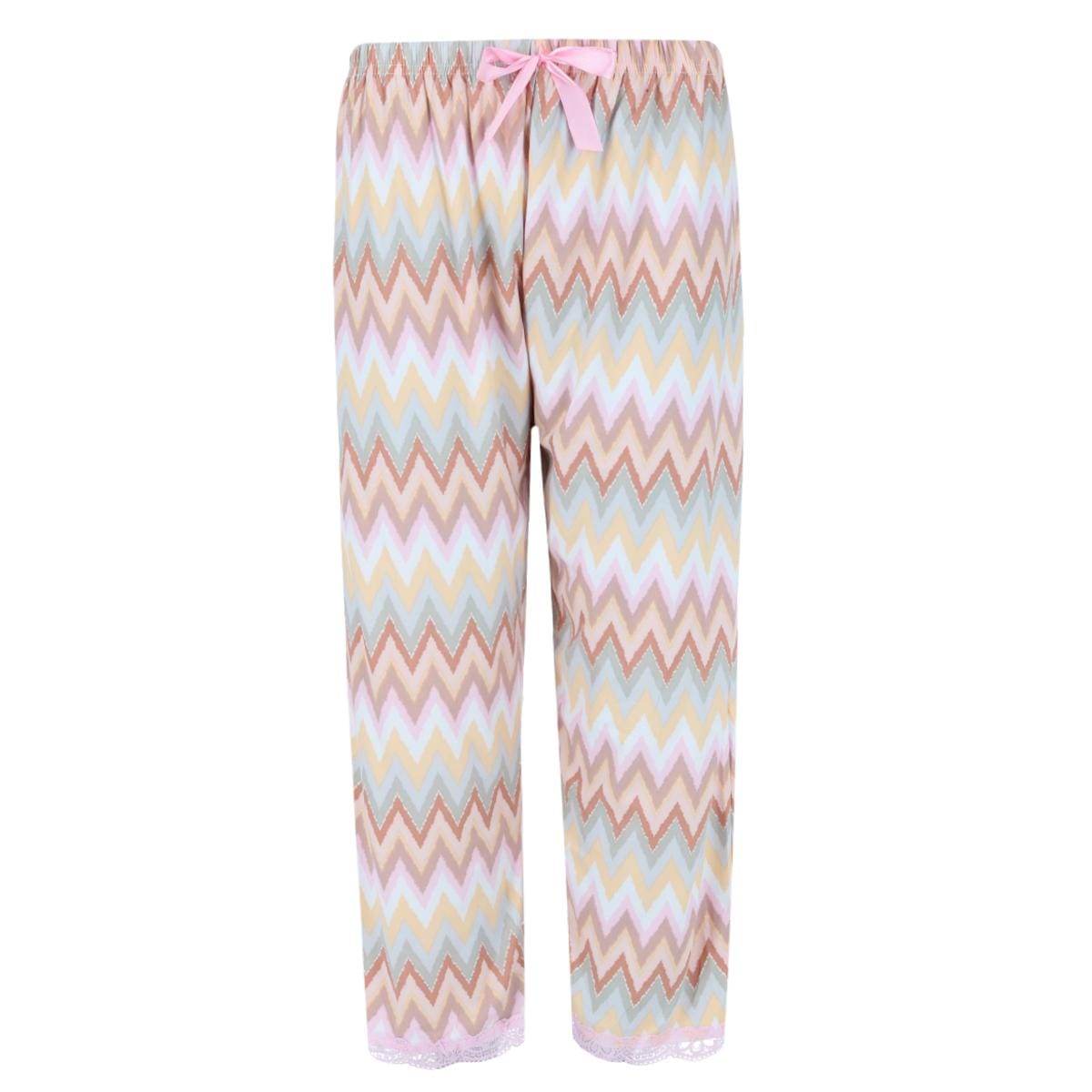 Elegant Emily Women's Plus Size Chevron Multicolor Short Sleeve Capri Set - Multi