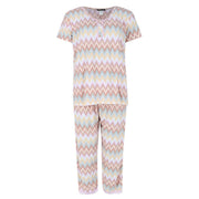 Women's Plus Size Chevron Multicolor Short Sleeve Capri Set