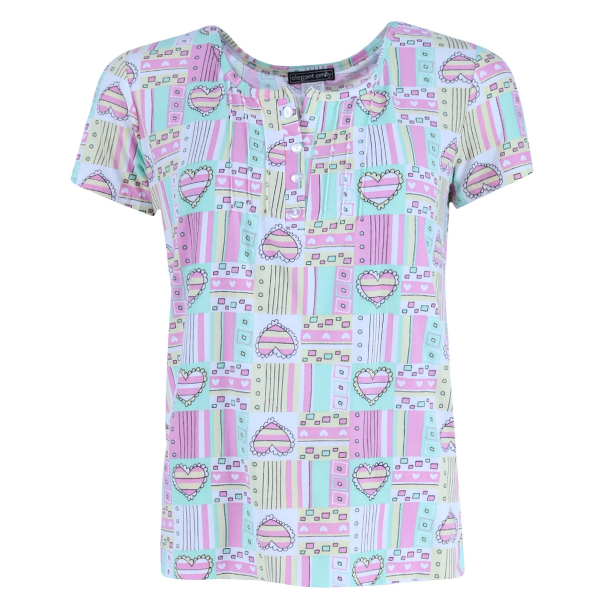 Elegant Emily Women's Plus Size Patchwork Hearts Capri Set - White