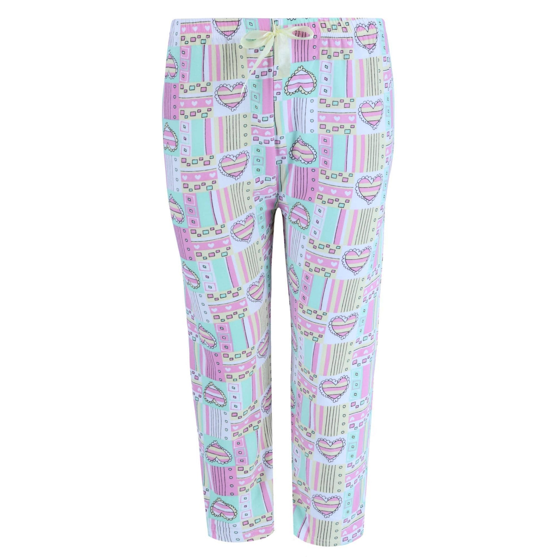 Elegant Emily Women's Plus Size Patchwork Hearts Capri Set - White