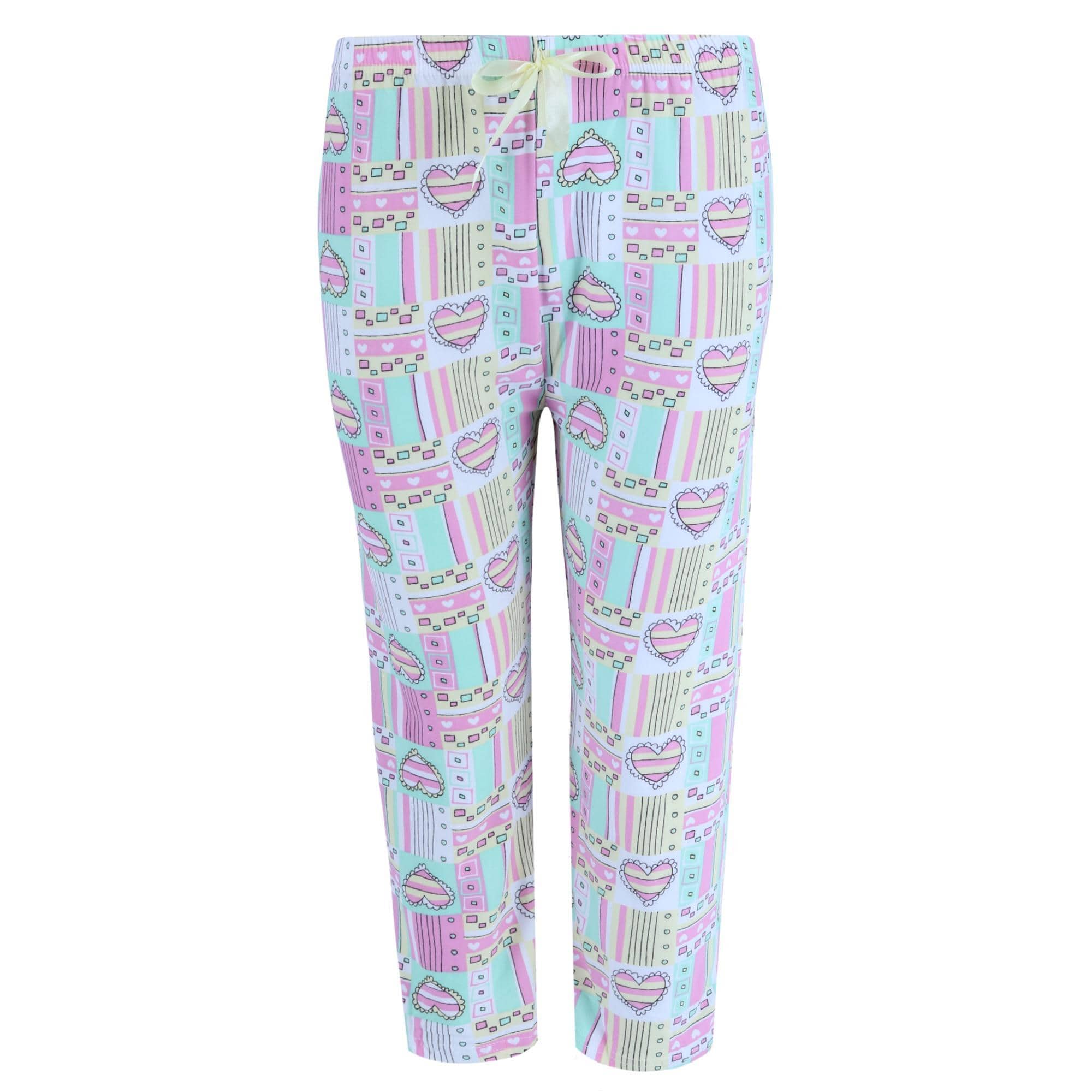 Elegant Emily Women's Plus Size Patchwork Hearts Capri Set - White
