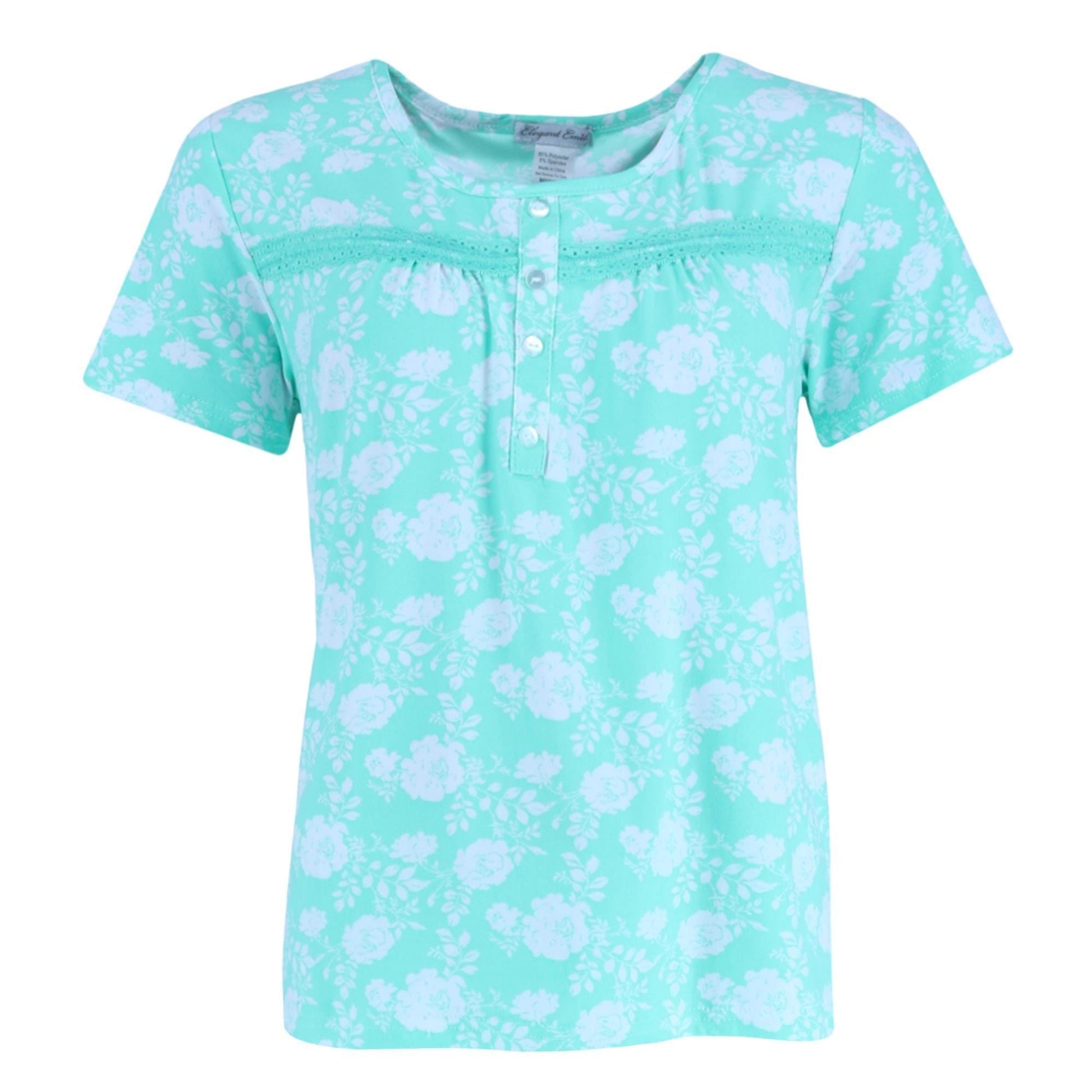 Elegant Emily Women's Plus Mint Floral Capri Set - Green