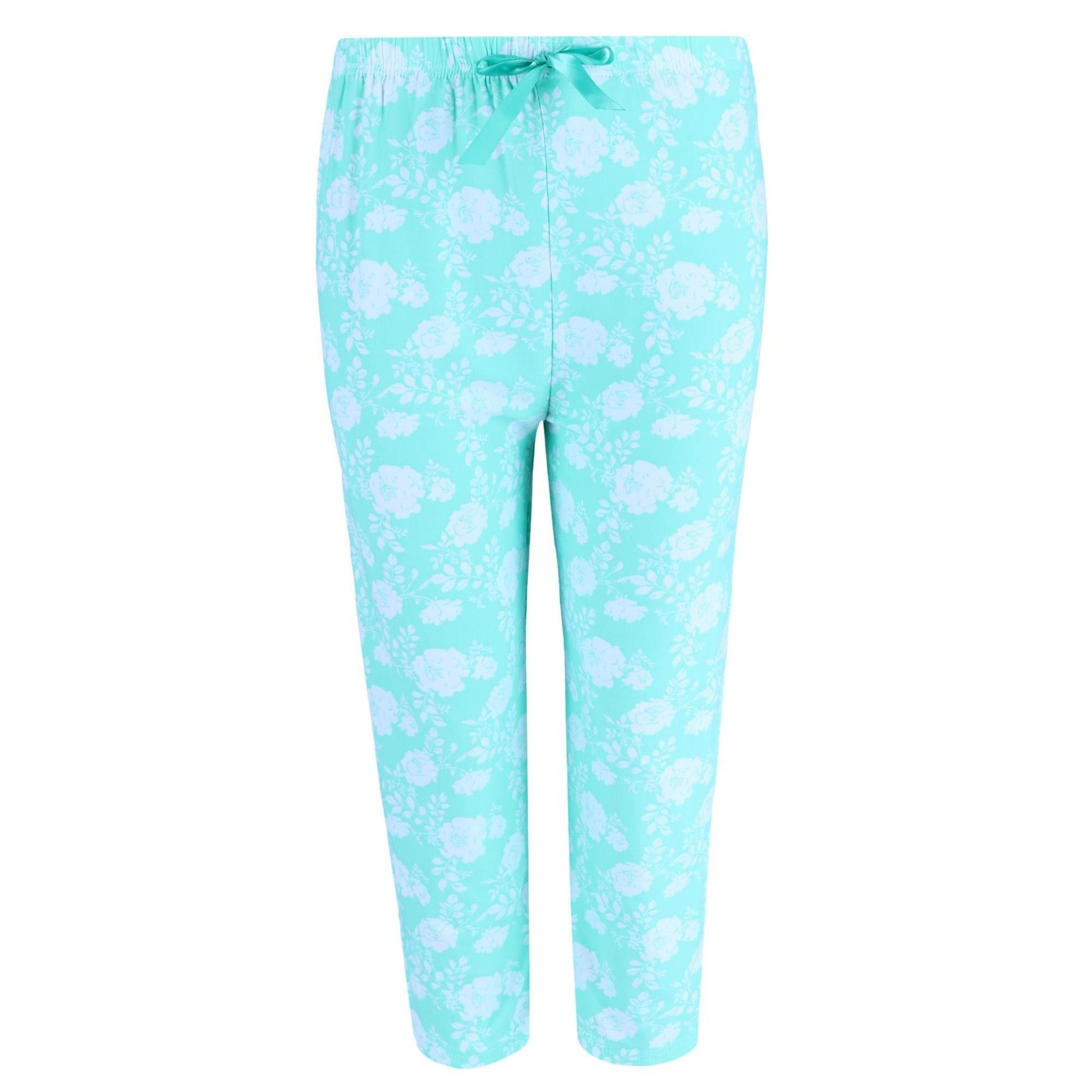 Elegant Emily Women's Plus Mint Floral Capri Set - Green