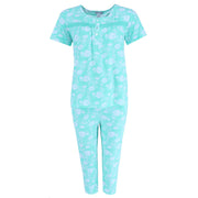 Women's Plus Mint Floral Capri Set