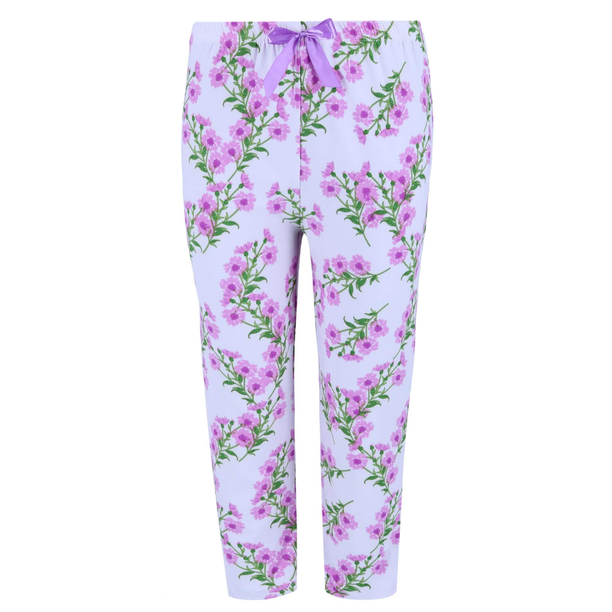 Elegant Emily Women's Floral Capri Sleep Set - Purple