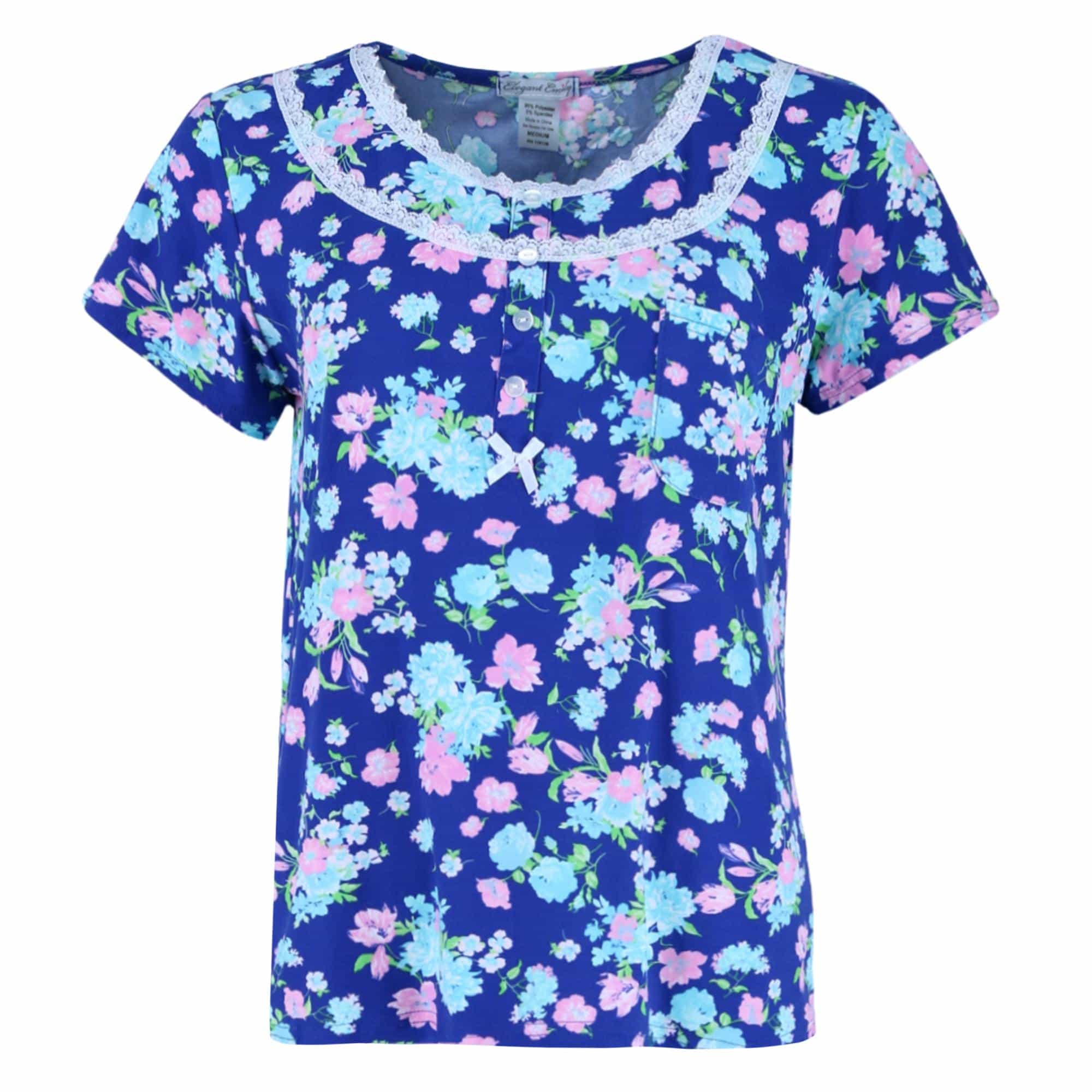 Elegant Emily Women's Blue Floral Capri Sleep Set - Blue