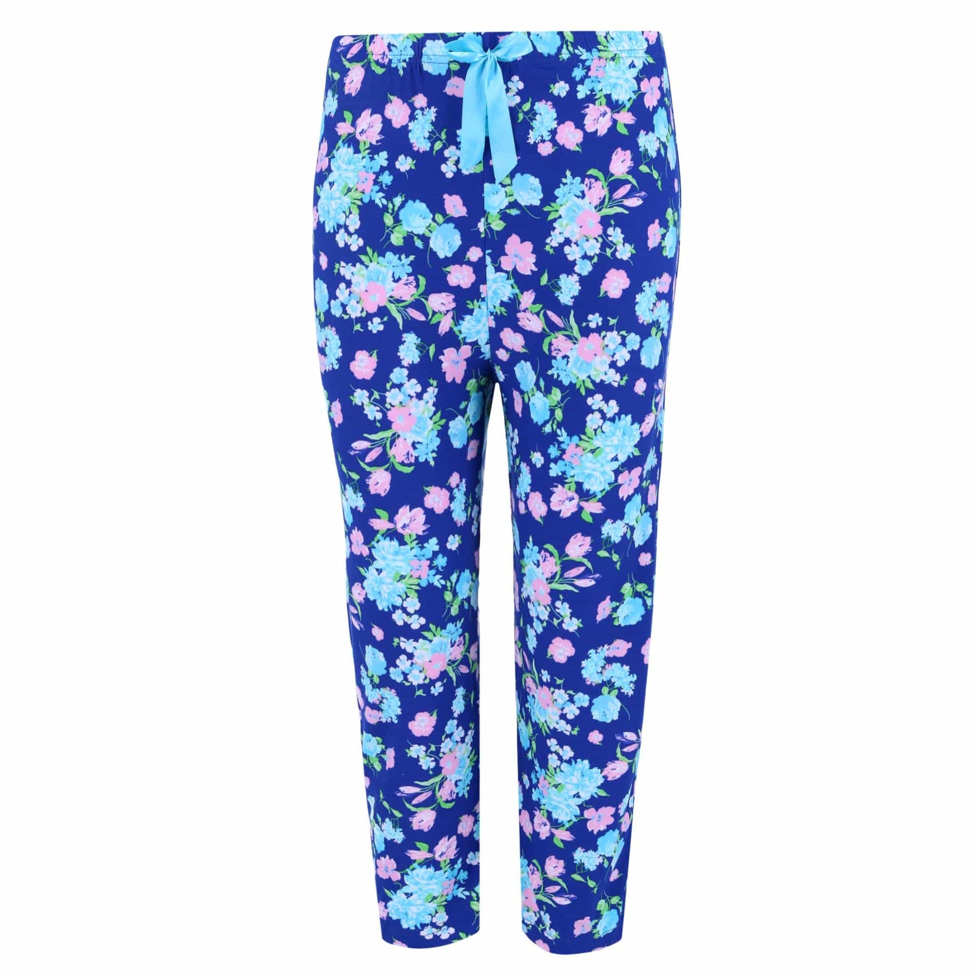 Elegant Emily Women's Blue Floral Capri Sleep Set - Blue