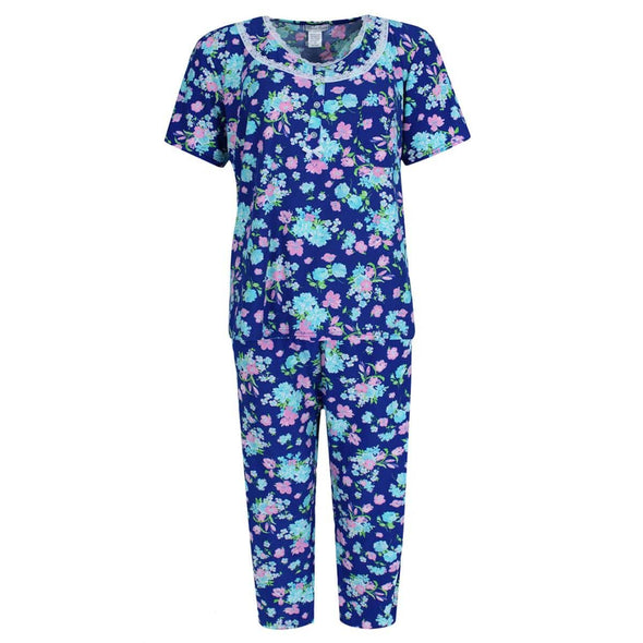 Women's Plus Size Floral Short Sleeve Capri Set