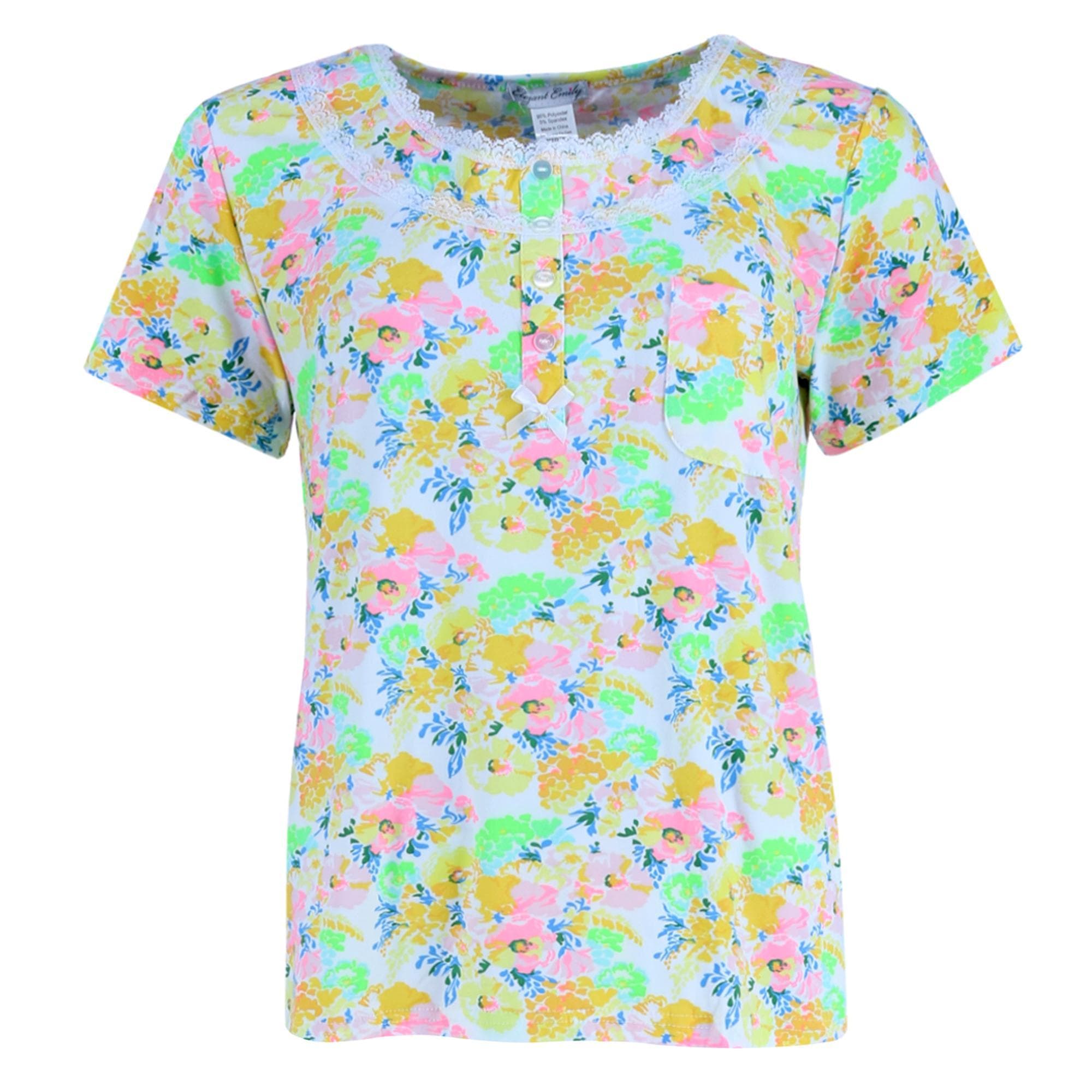 Elegant Emily Women's Plus Size Yellow Floral Capri Set - Yellow