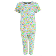 Women's Plus Size Yellow Floral Capri Set
