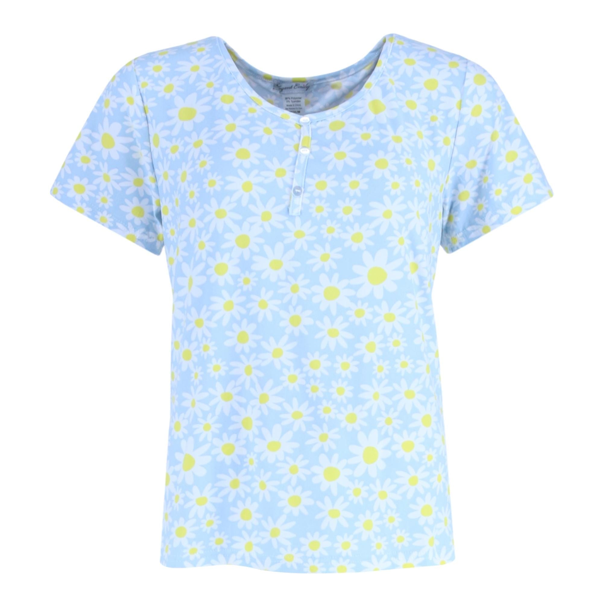 Elegant Emily Women's Tiny Daisy Capri Pajama Set - White