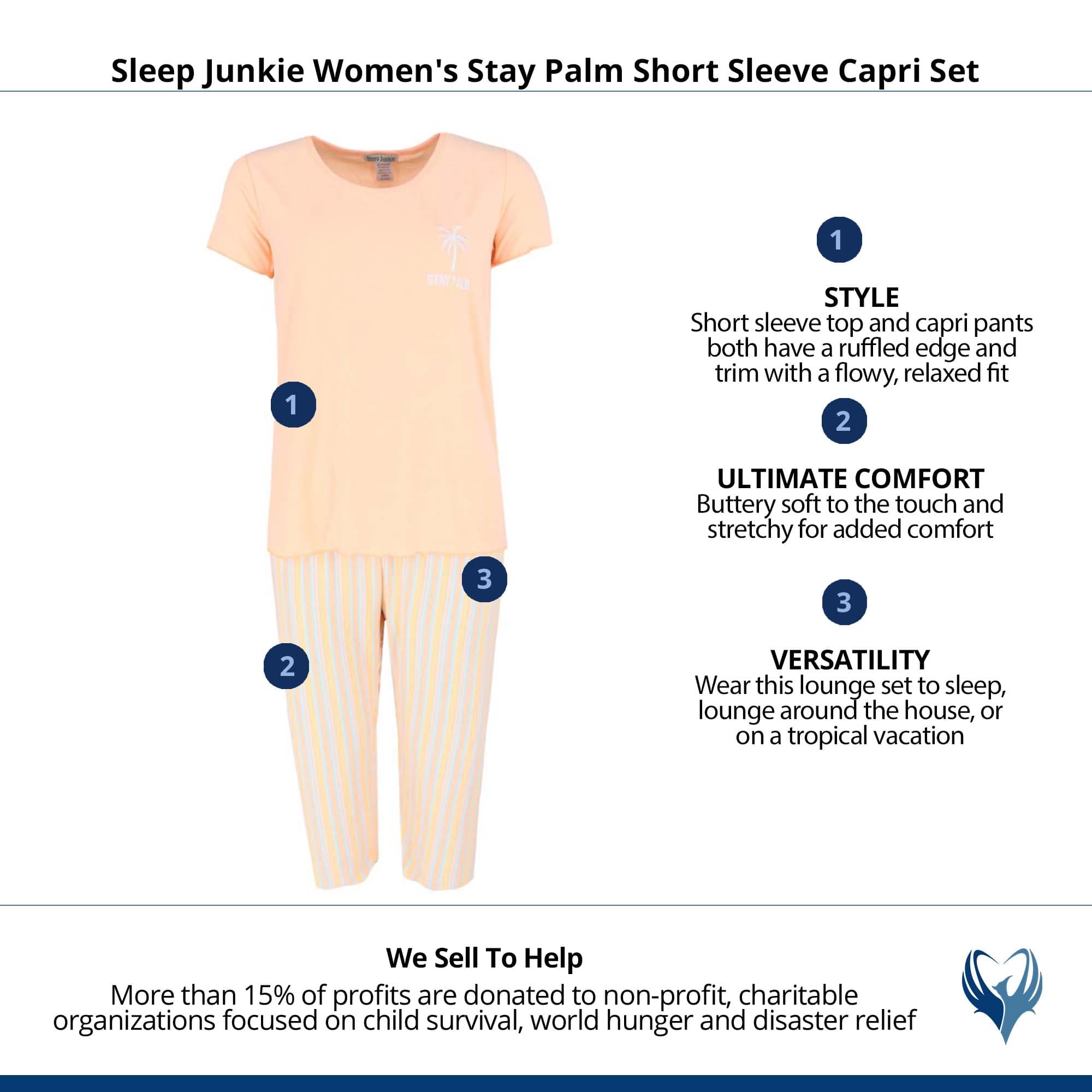 Sleep Junkie Women's Stay Palm Short Sleeve Capri Set - Orange