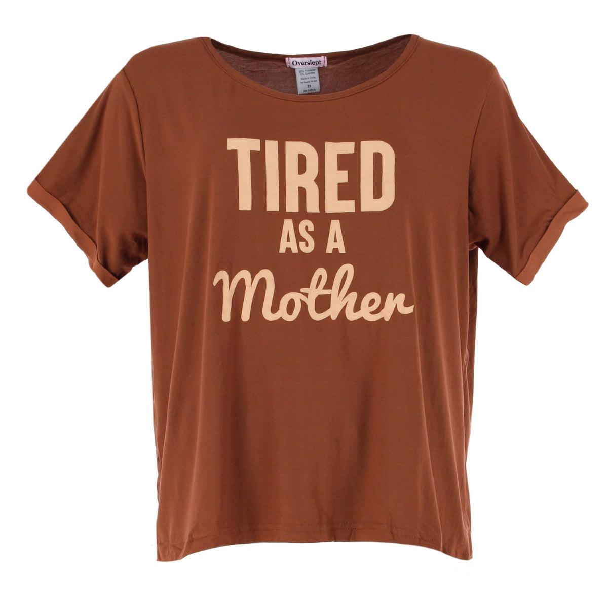 Overslept Women's Plus Size Tired as a Mother Capri Pajama Set by Overslept - Brown