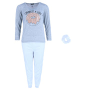 Women's Knit Donut Top & Plush White Jogger Set